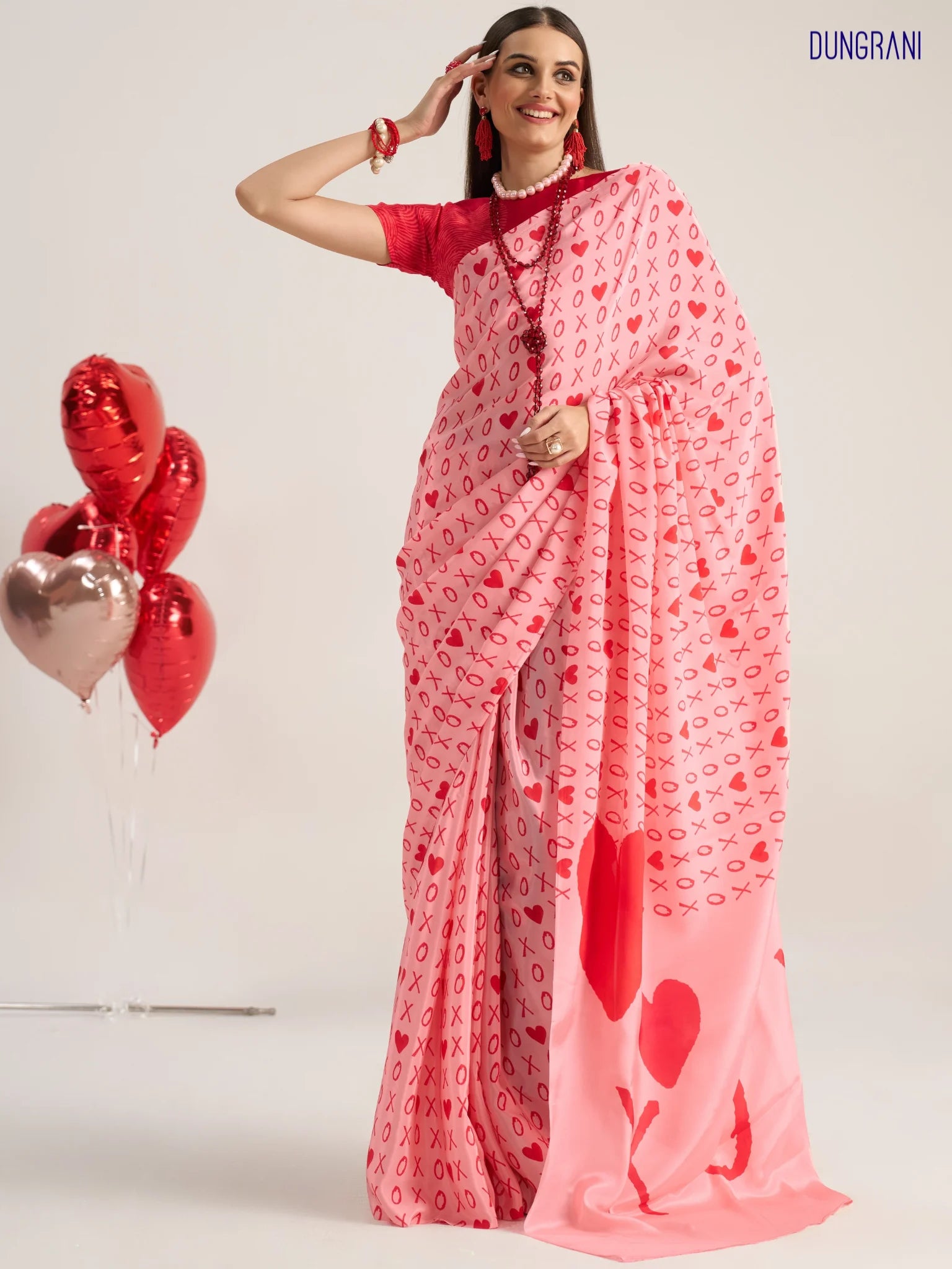 NATURAL CRAPE DIGITAL PRINTED PEACH SAREE WITH BLOUSE