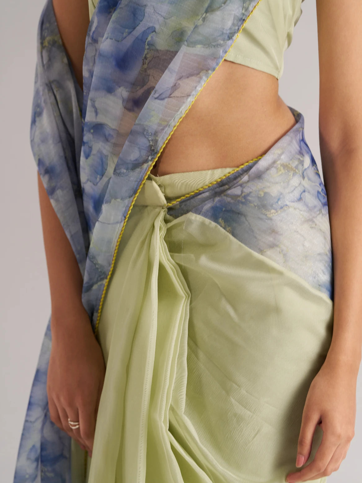 AQUA CRYSTAL READY TO WEAR SAREE WITH BLOUSE