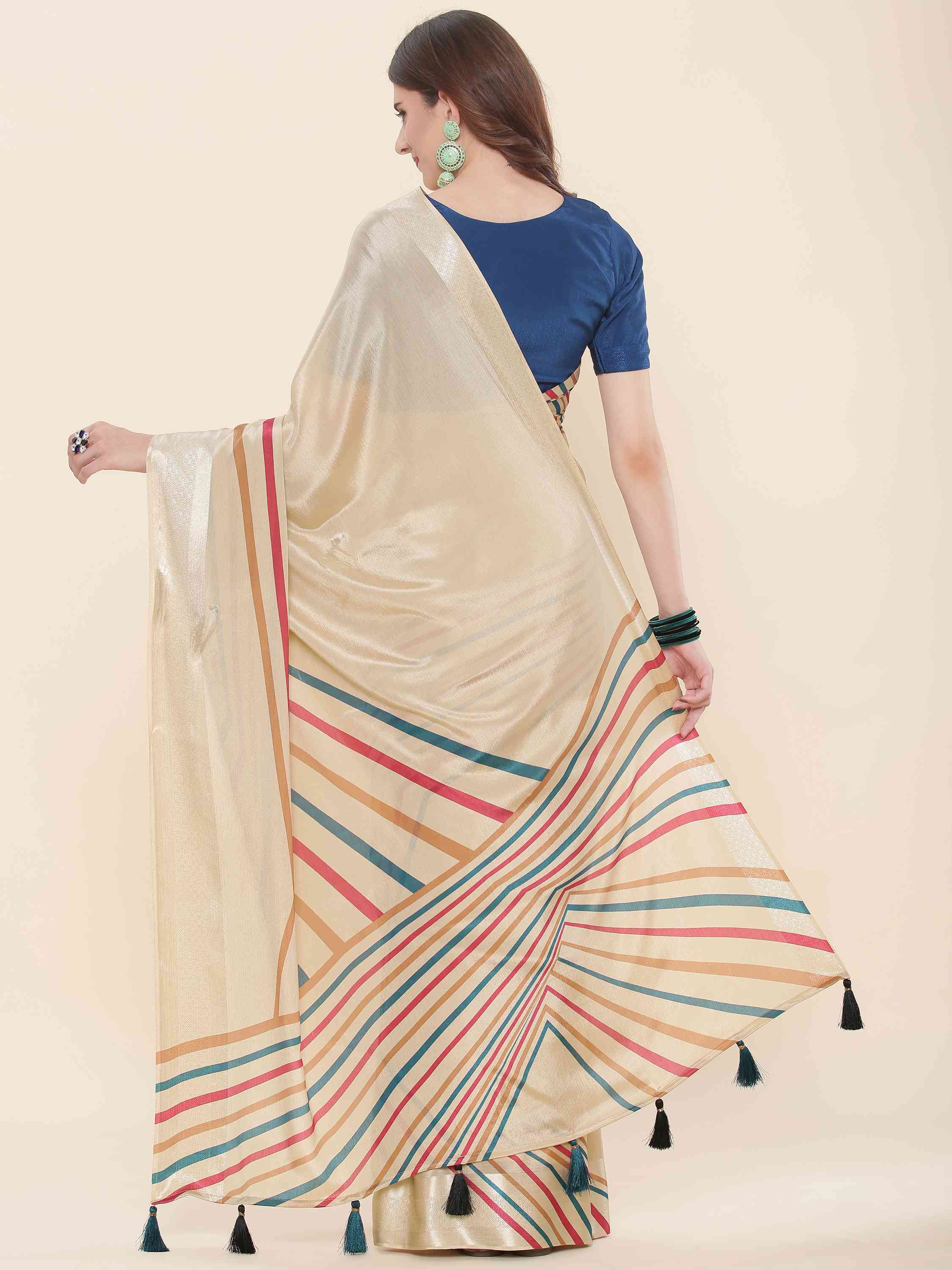 CHIKOO BLOSSOM CHINON SILK PRINTED SAREE