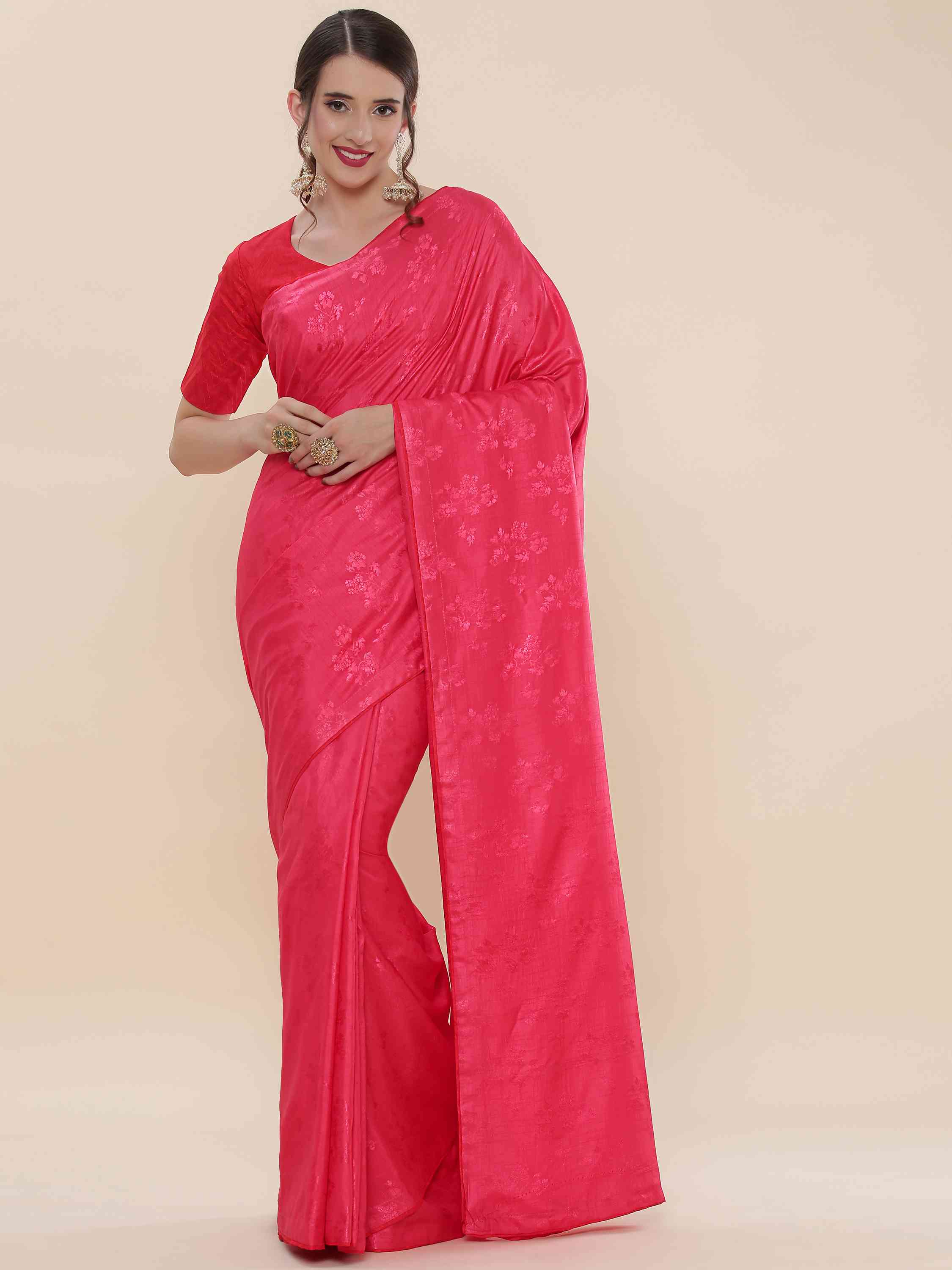 PINK BLENDED SILK IRISH JACQUARD SAREE