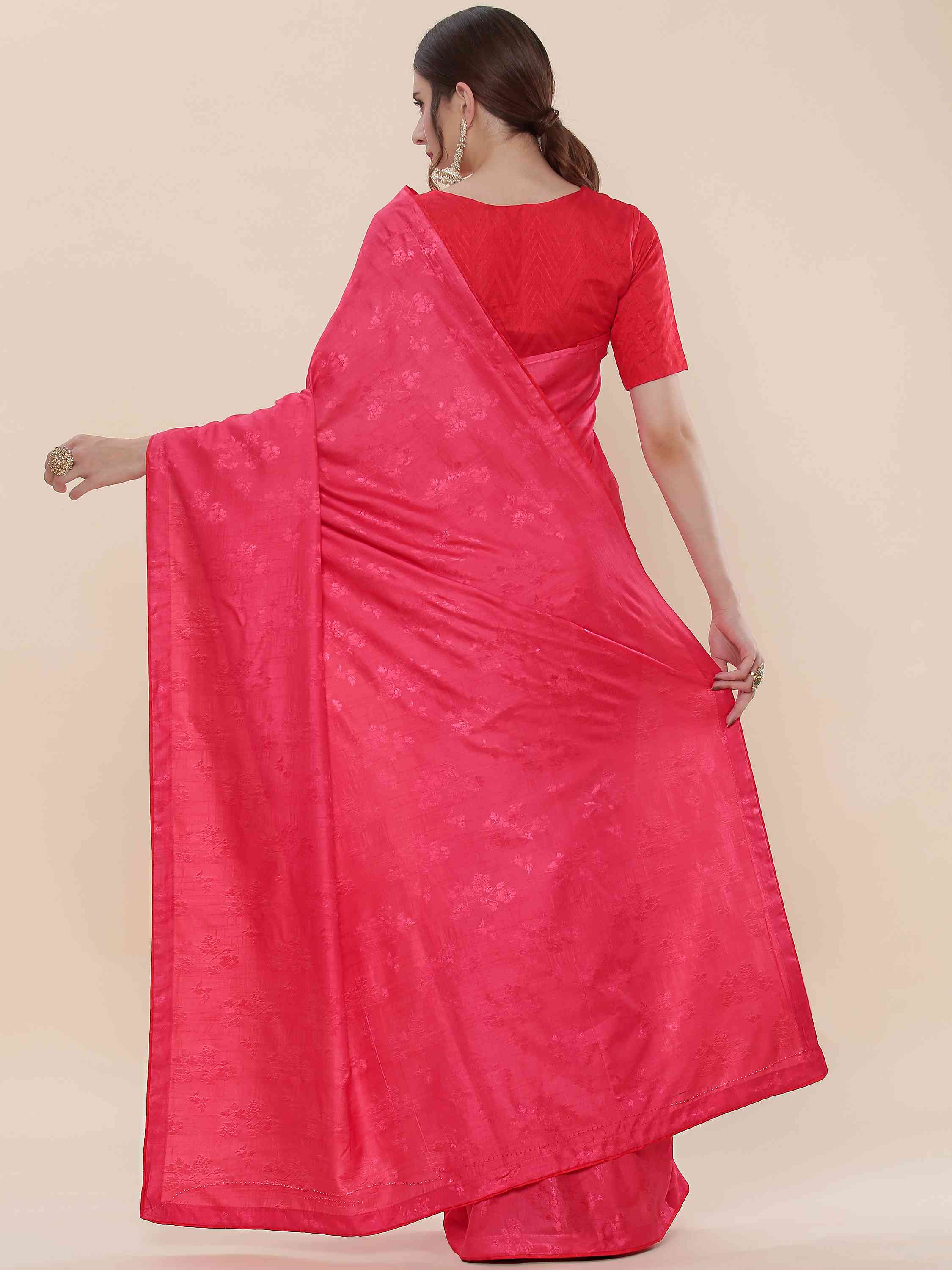 PINK BLENDED SILK IRISH JACQUARD SAREE