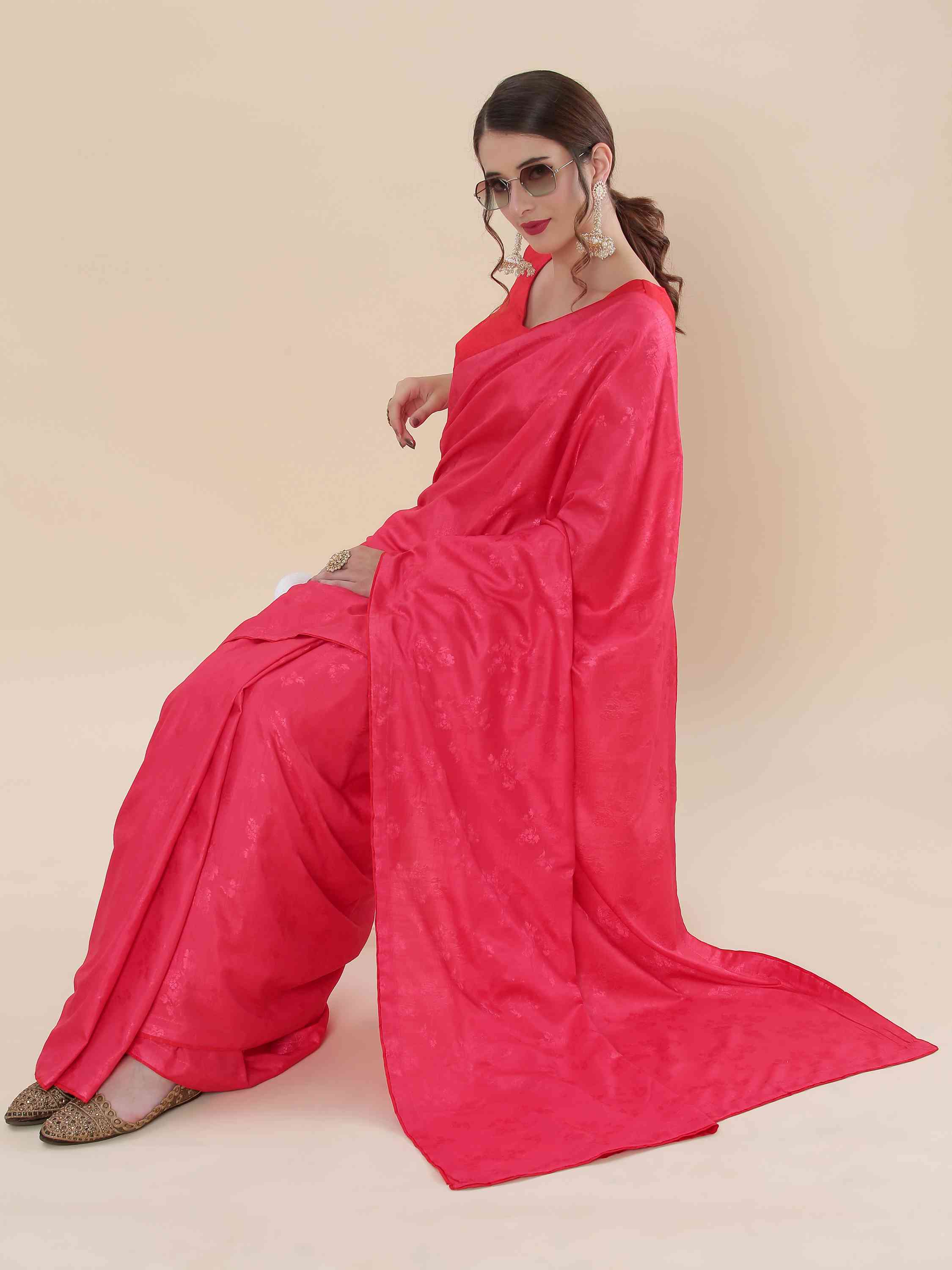 PINK BLENDED SILK IRISH JACQUARD SAREE