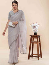 DUNGRANI GRAY COPPER ORGANZA SILK SAREE