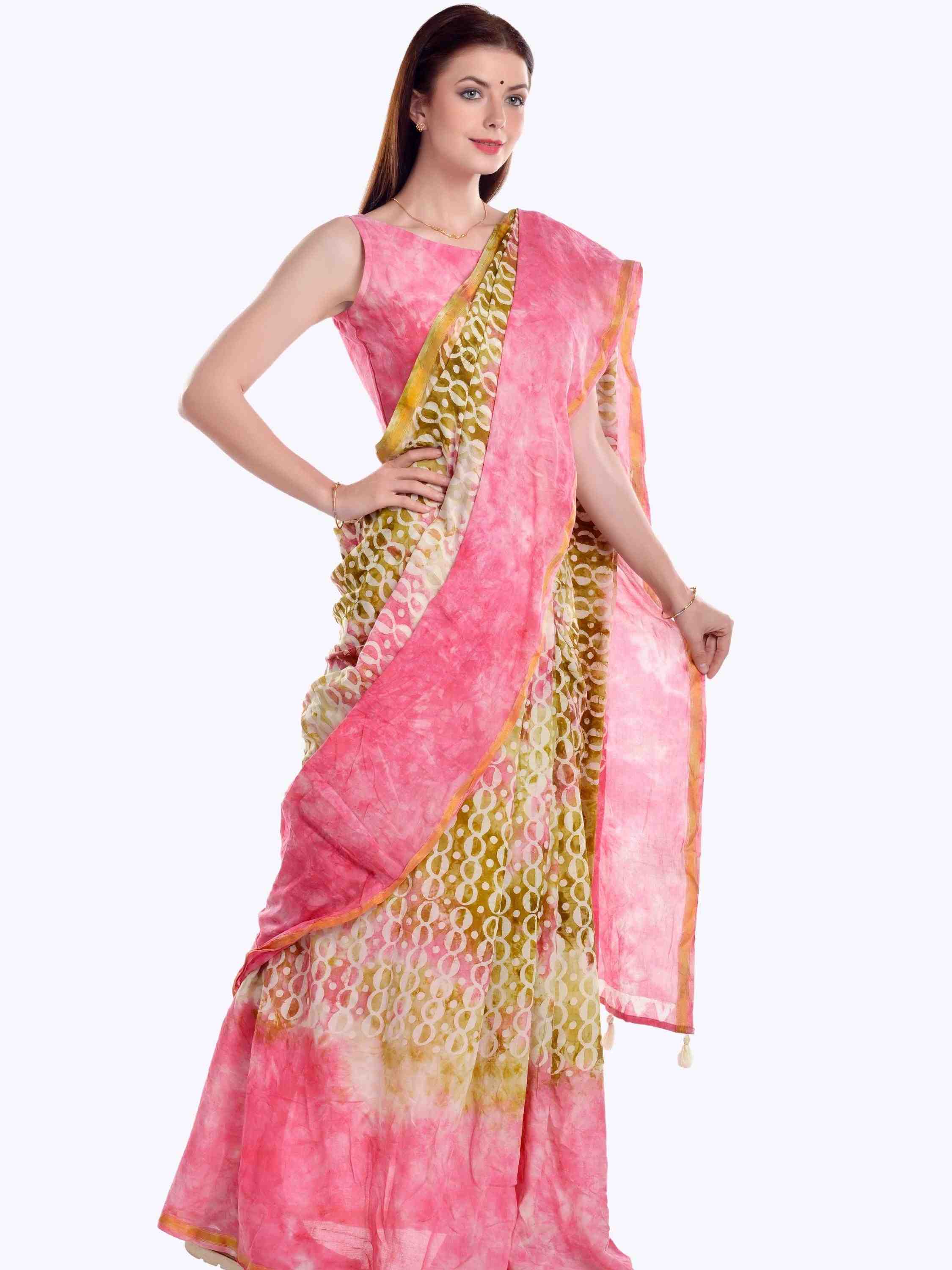 PINK MODAL MUL BATIK LIVA SAREE