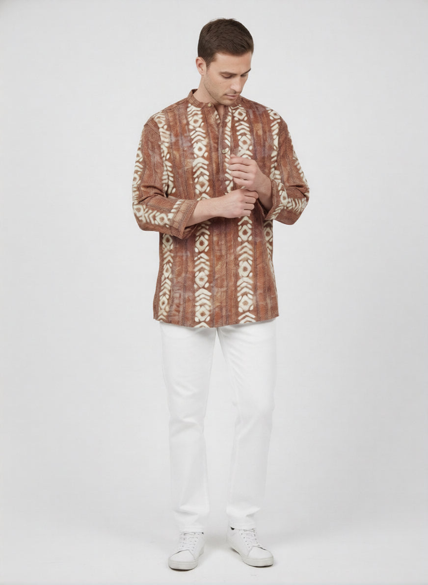 C.C NR GOLD BATIK RUST MENS SHIRT
