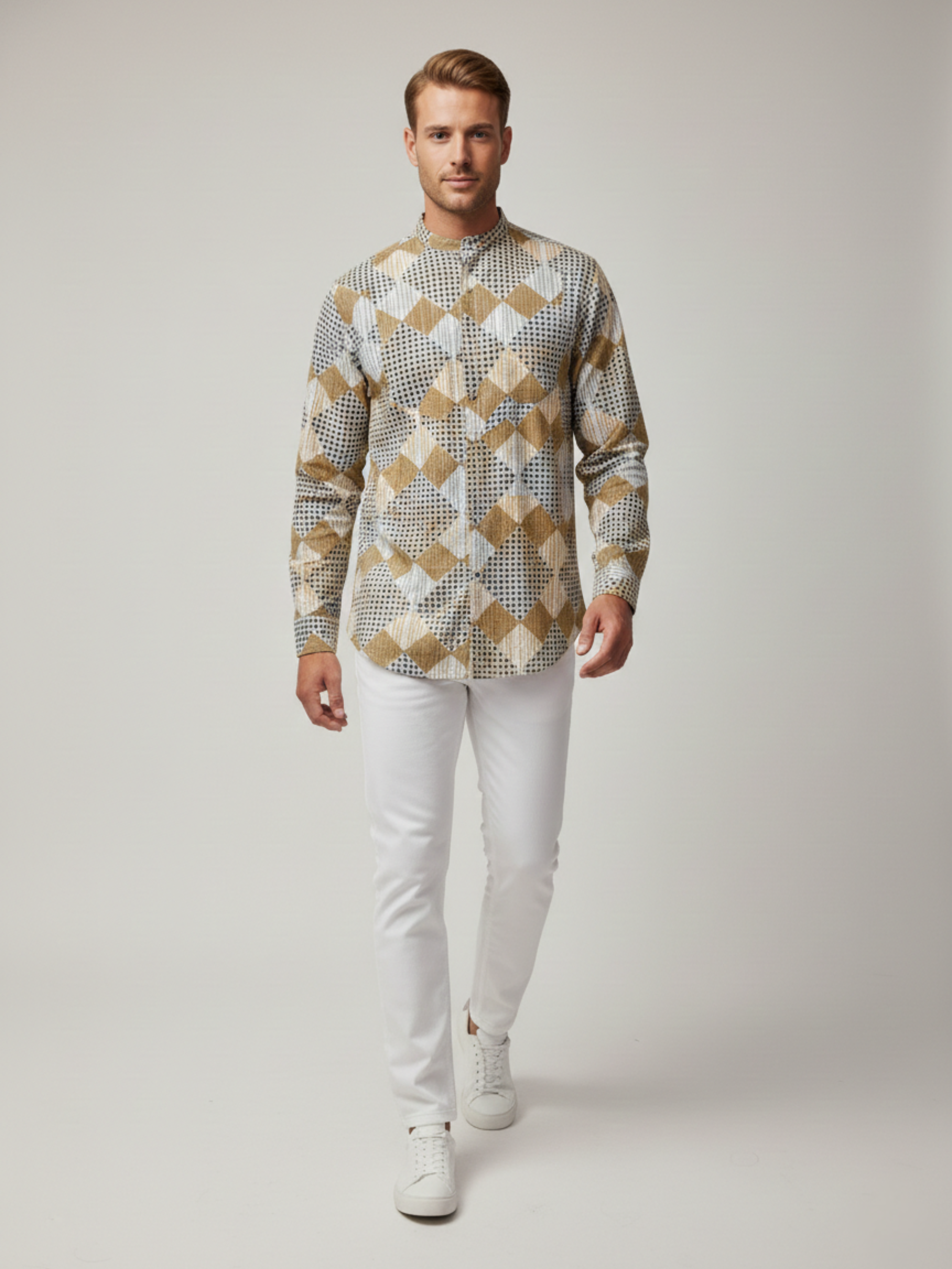 BROWN PERI PERI BLOCK MENS SHIRT