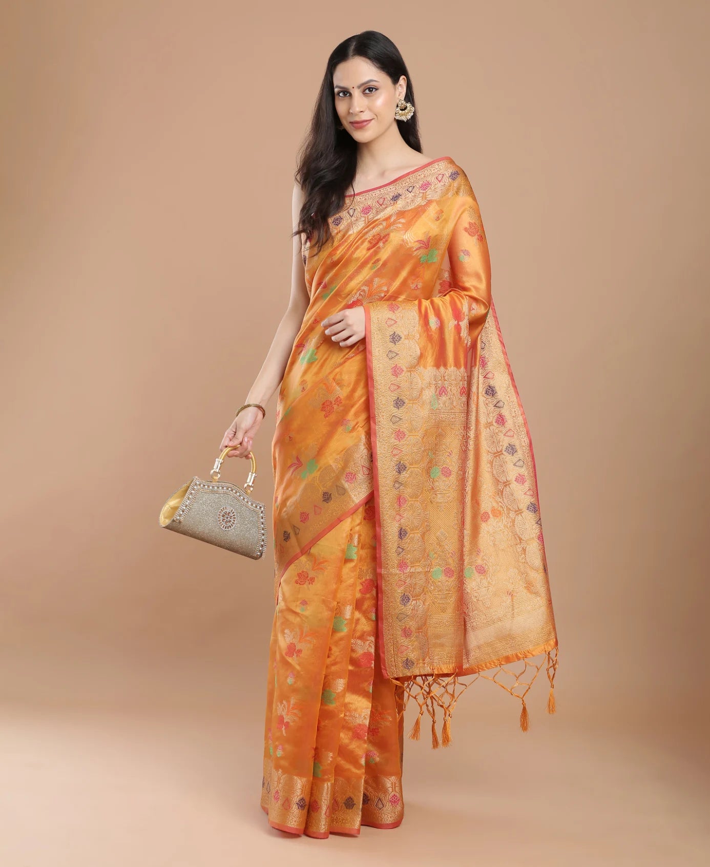 YELLOW SILK VICTORIA SAREE