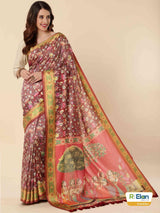 MAROON EVA SILK FUSION KALAMKARI SAREE