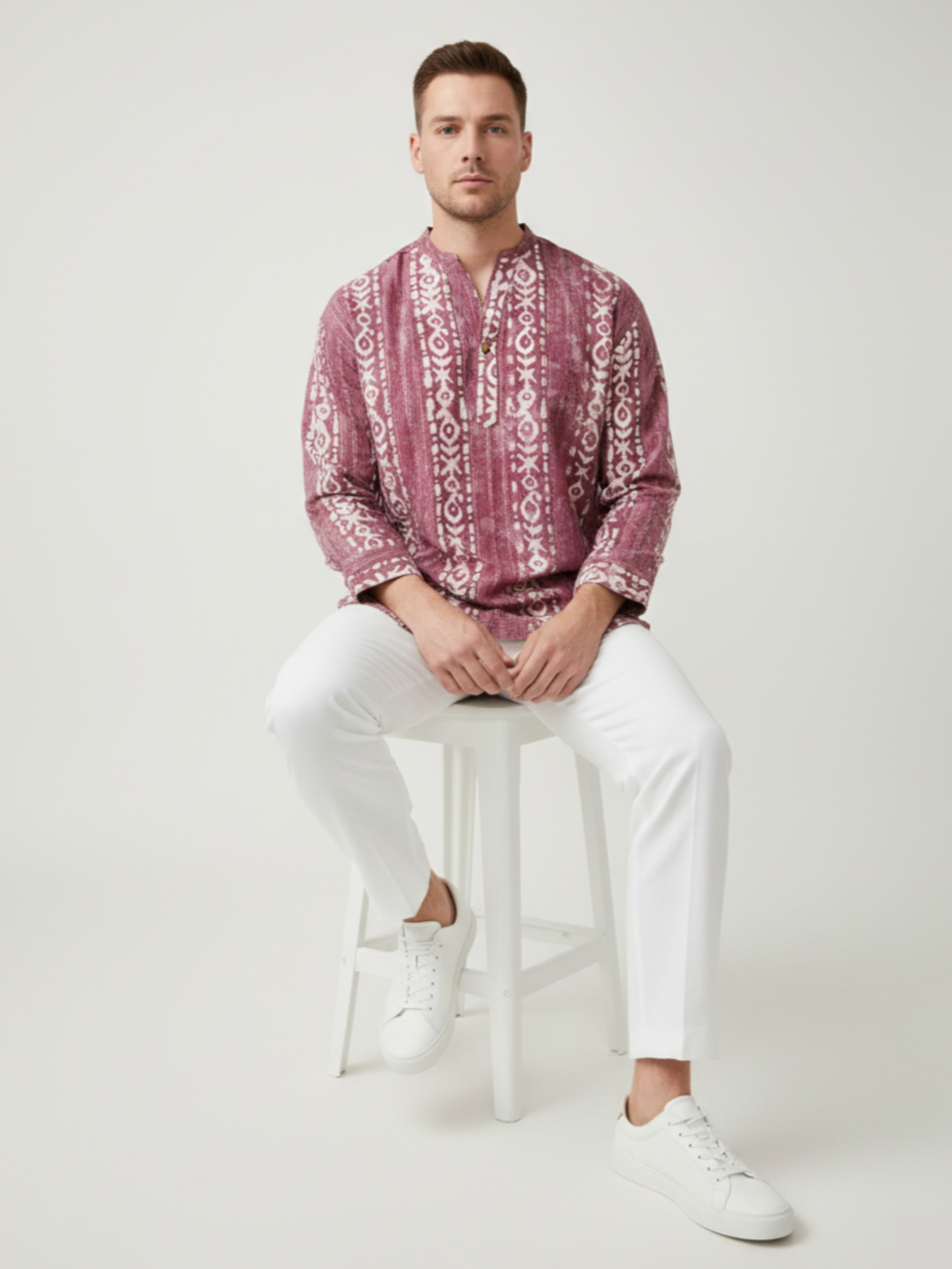 C.C NR GOLD BATIK MAUVE MENS SHIRT