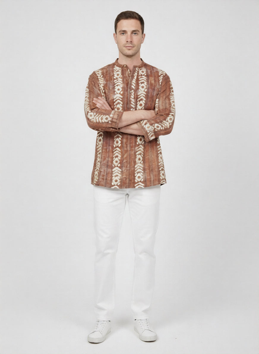 C.C NR GOLD BATIK RUST MENS SHIRT