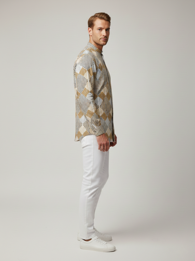 BROWN PERI PERI BLOCK MENS SHIRT