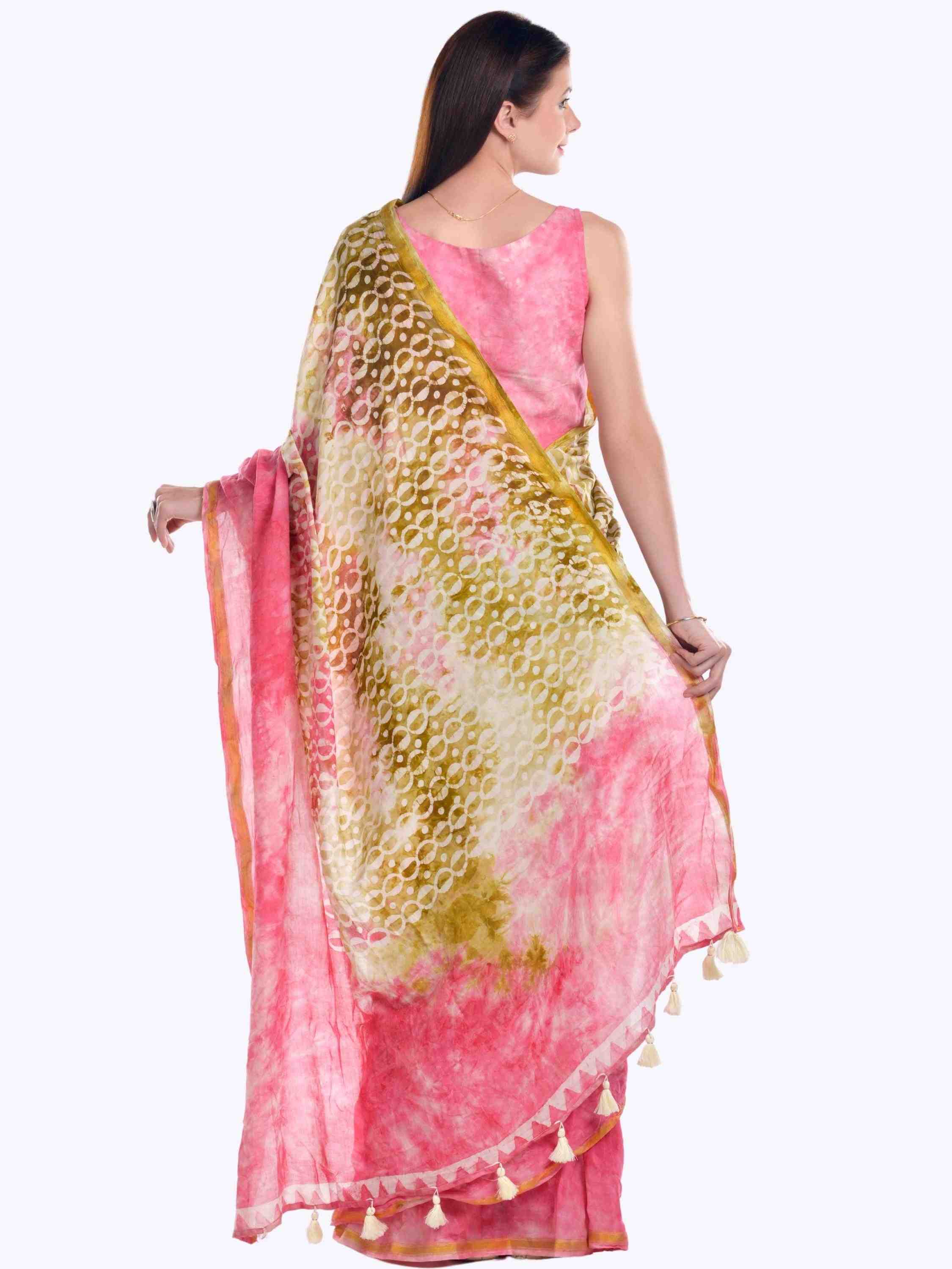 PINK MODAL MUL BATIK LIVA SAREE