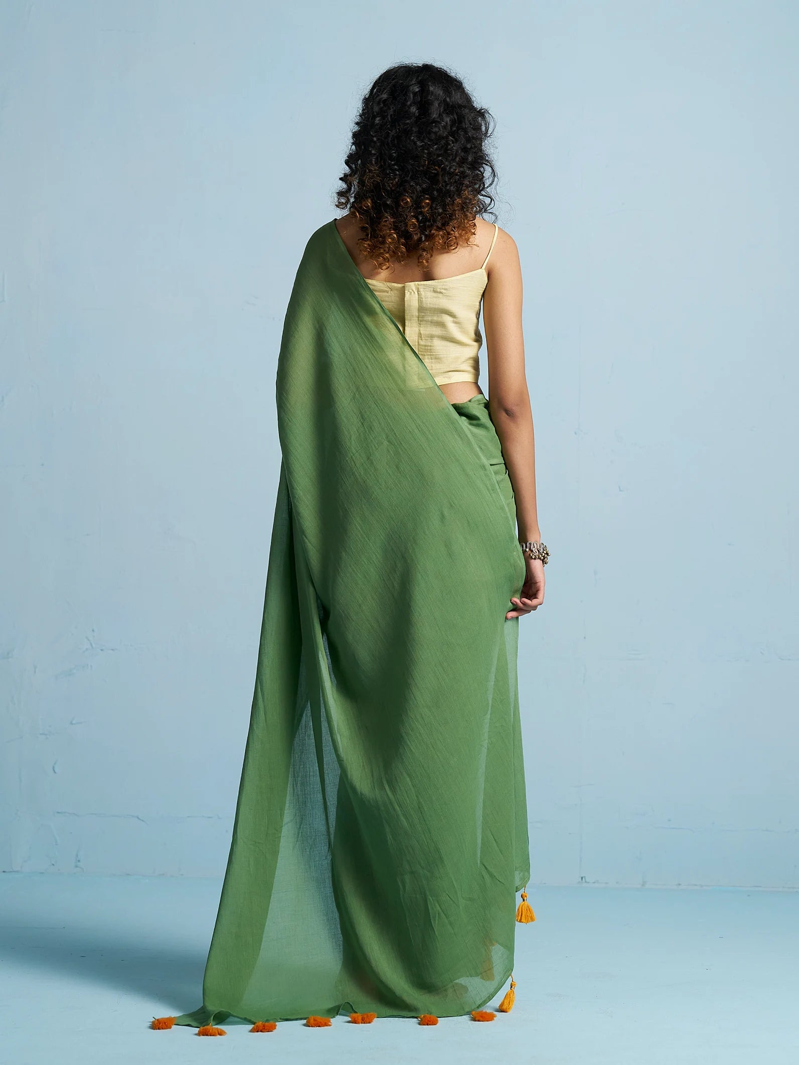 VISCOSE MUL LIVA SOLID SAREE WITH BLOUSE