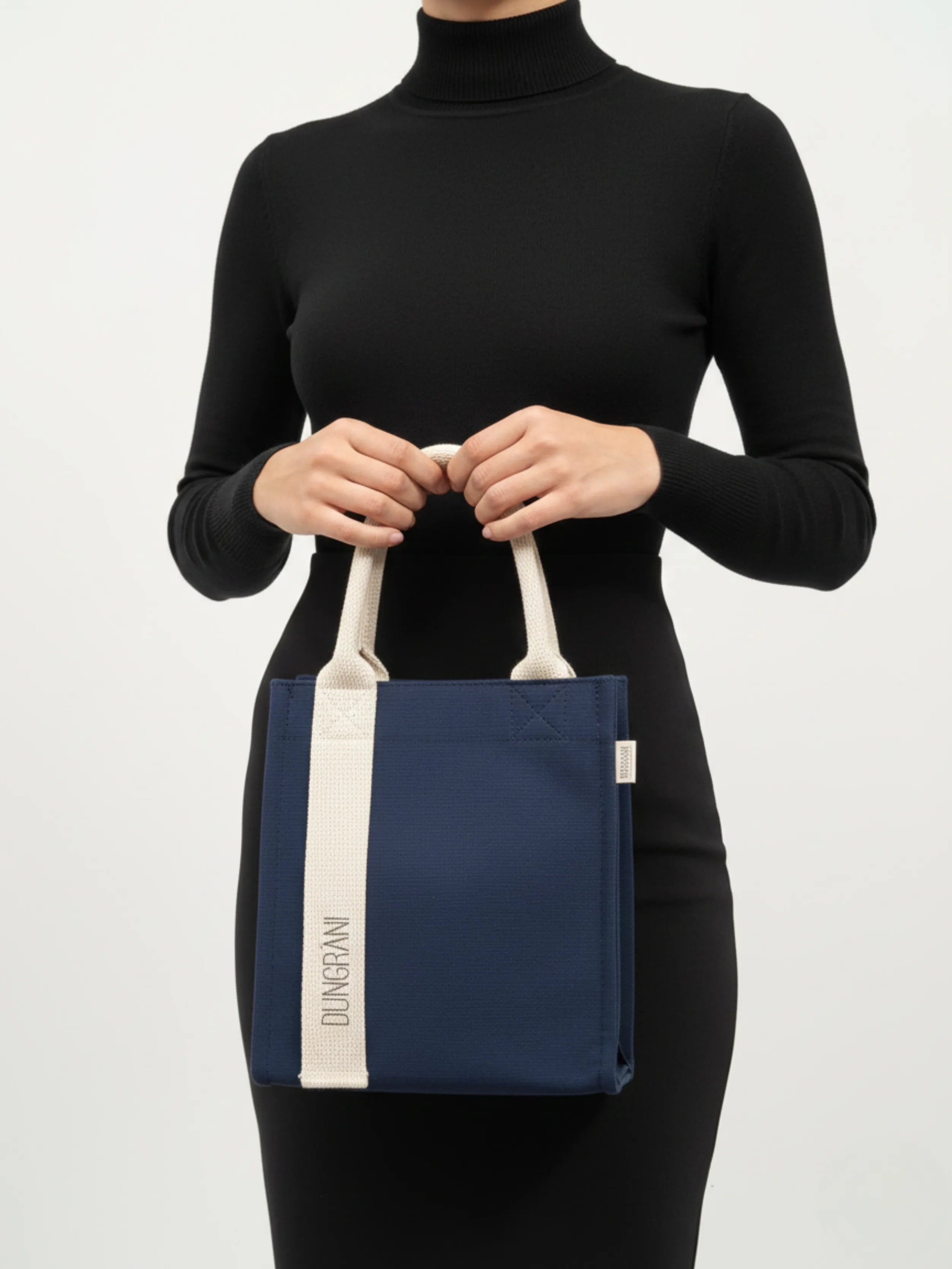 NAVY BLUE MINI SQUAR TOTE BAG
