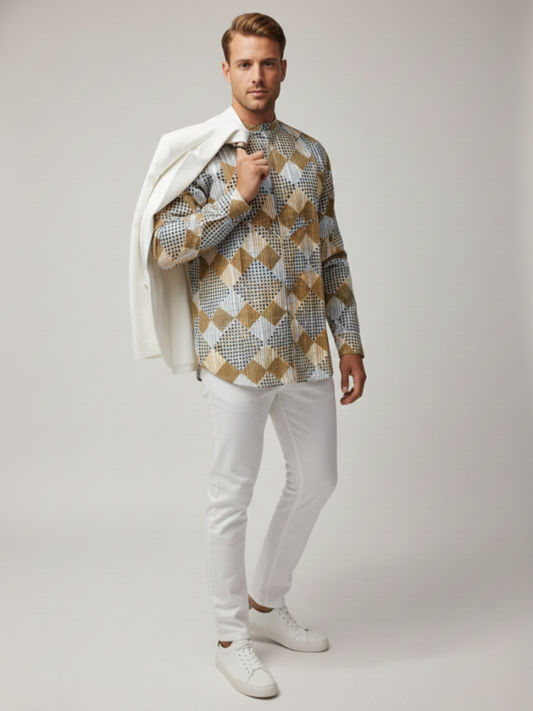 BROWN PERI PERI BLOCK MENS SHIRT