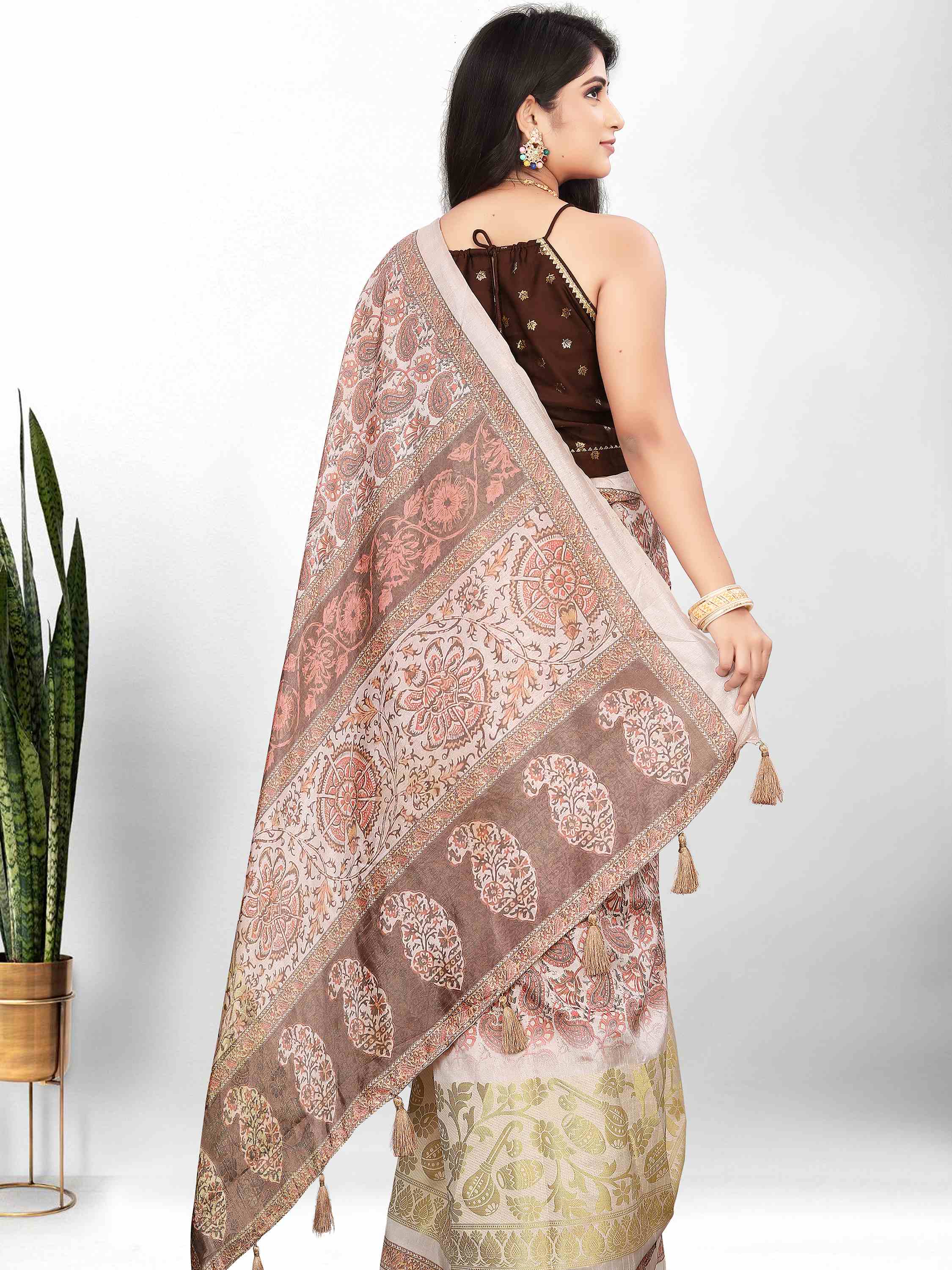 CHICKOO EVA SILK FUSION KALAMKARI SAREE