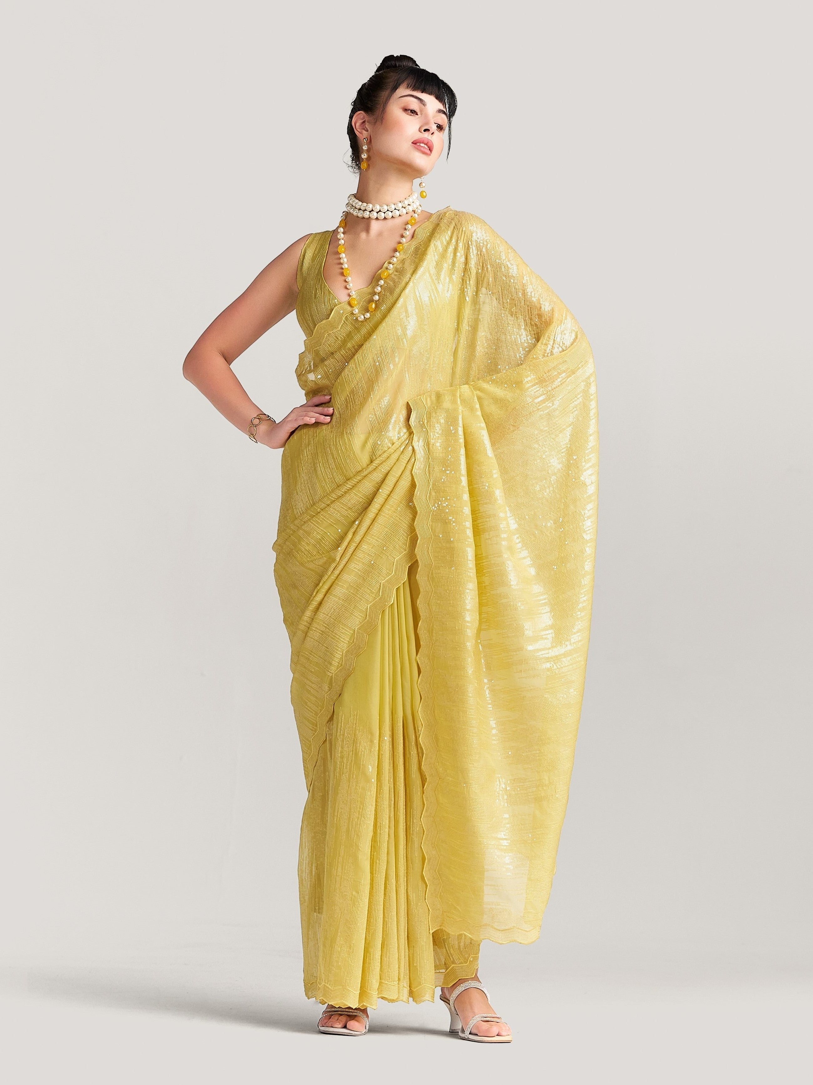 FEEZY MILKY FLEX EMBROIDERY SAREE WITH BLOUSE