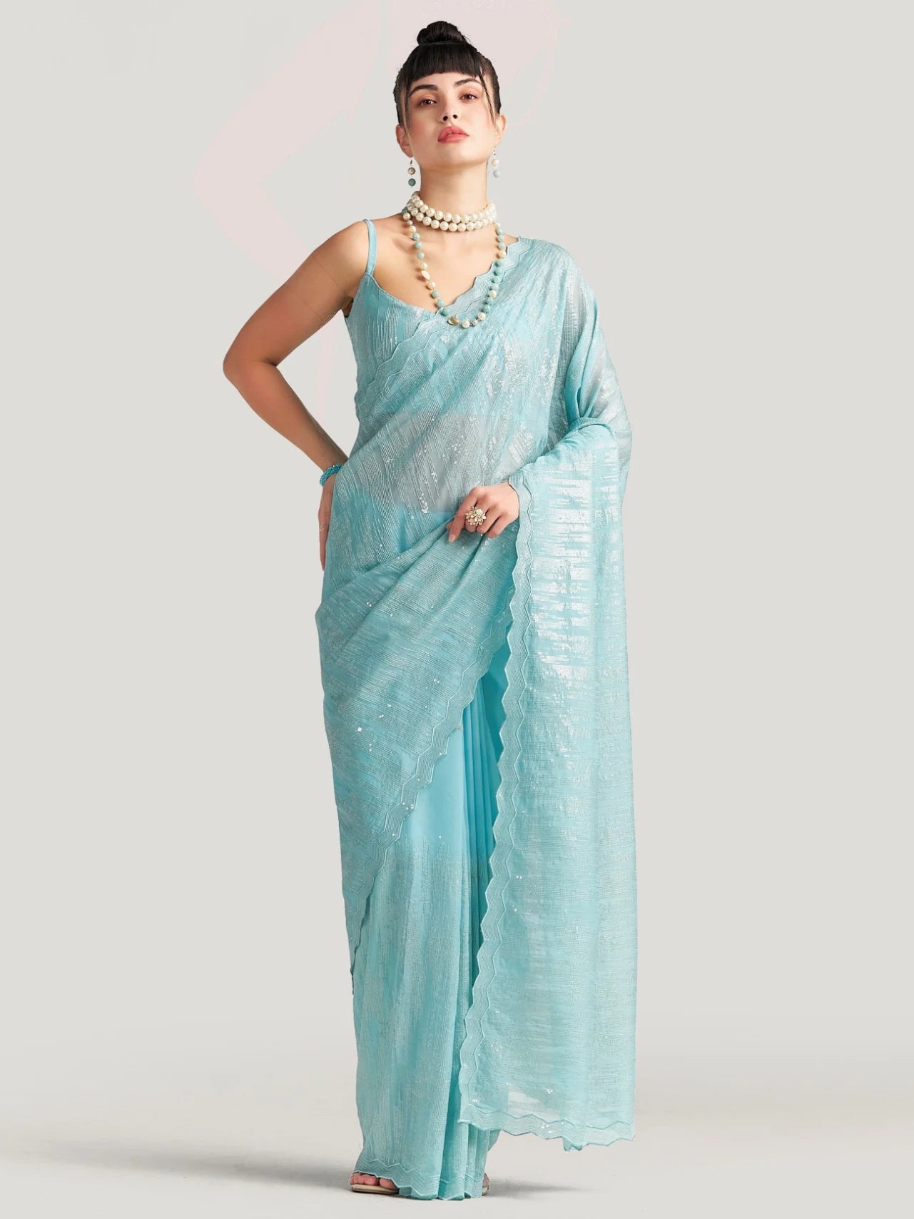 FEEZY MILKY FLEX EMBROIDERY SAREE WITH BLOUSE