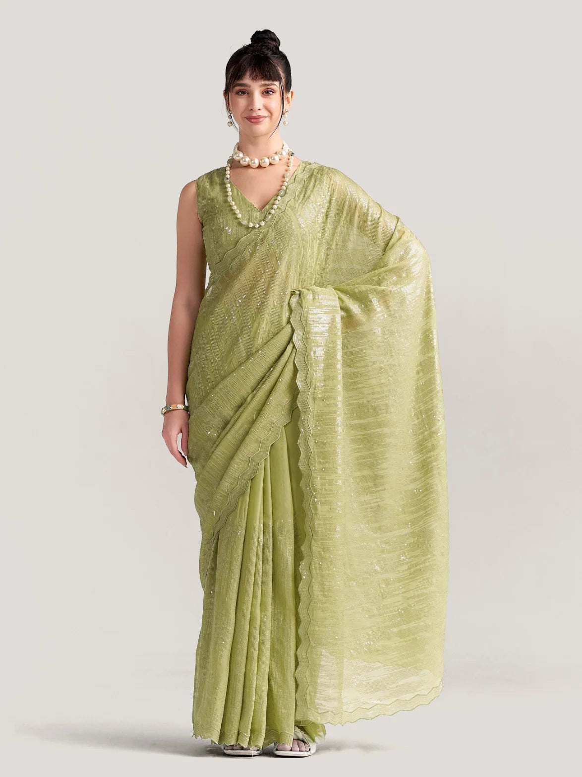 FEEZY MILKY FLEX EMBROIDERY SAREE WITH BLOUSE