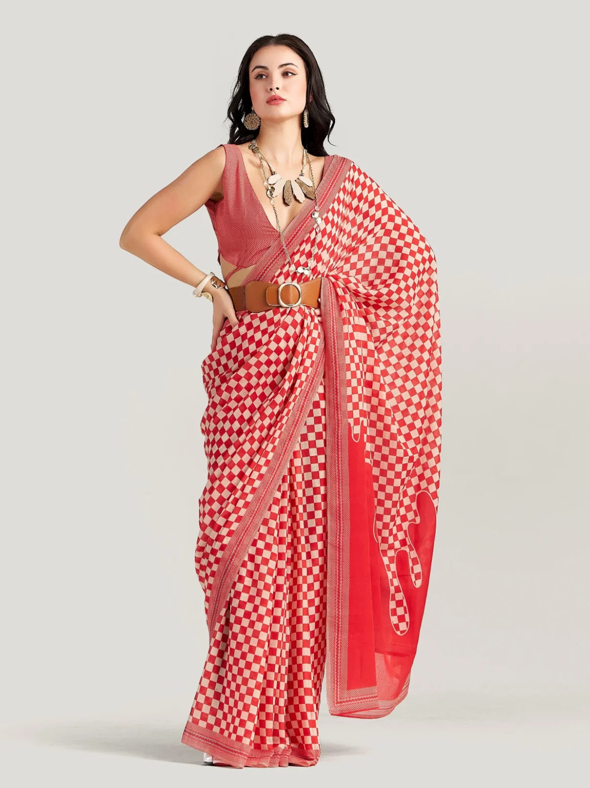 VISCOSE MUL LIVA DIGITAL PRINTED SAREE WITH BLOUSE