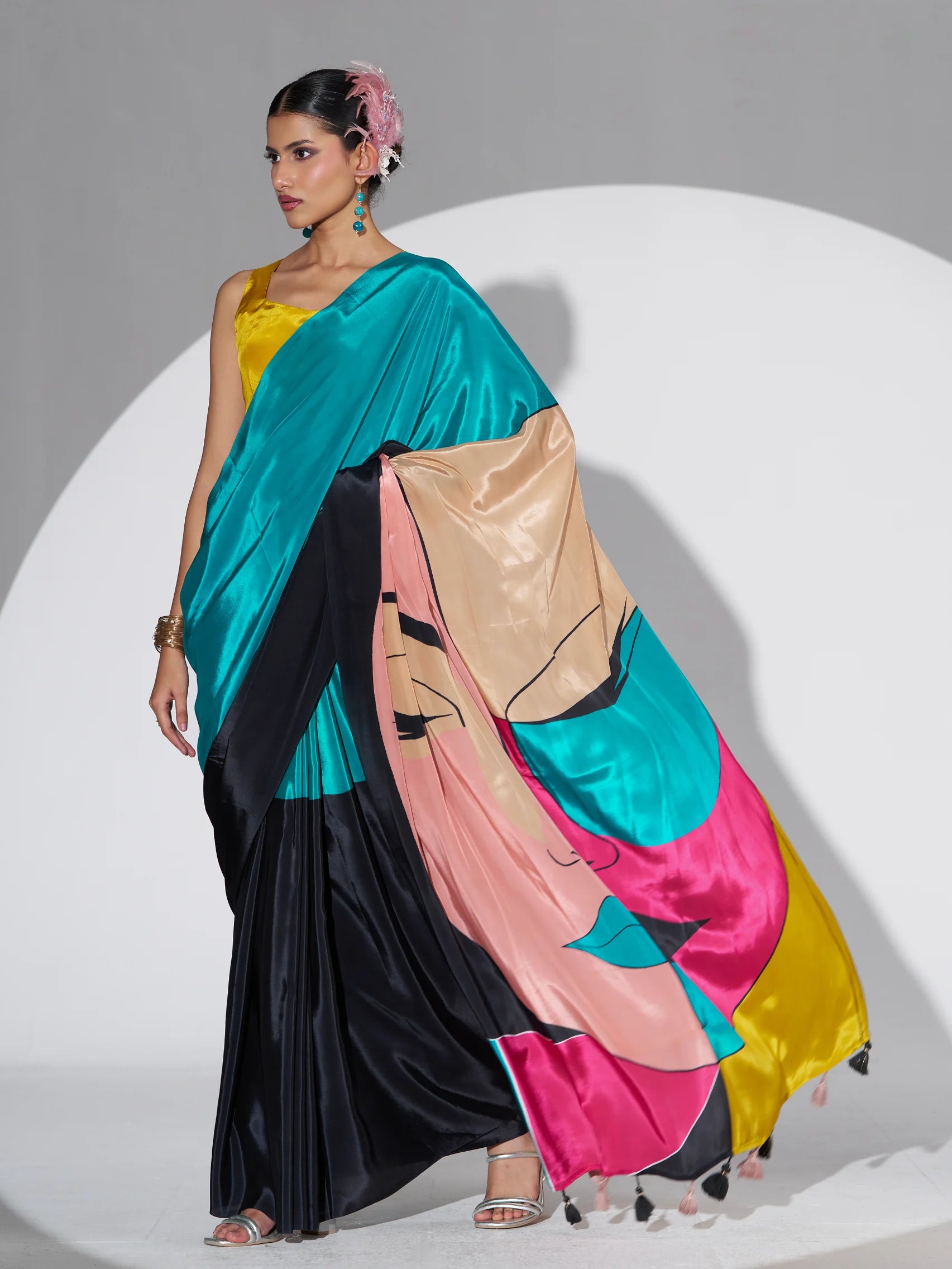 NATURAL CRAPE DIGITAL PRINTED SAREE