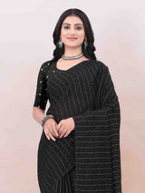 BLACK FIGARO LIVA SAREE WITH WEAVED SEQUENCE