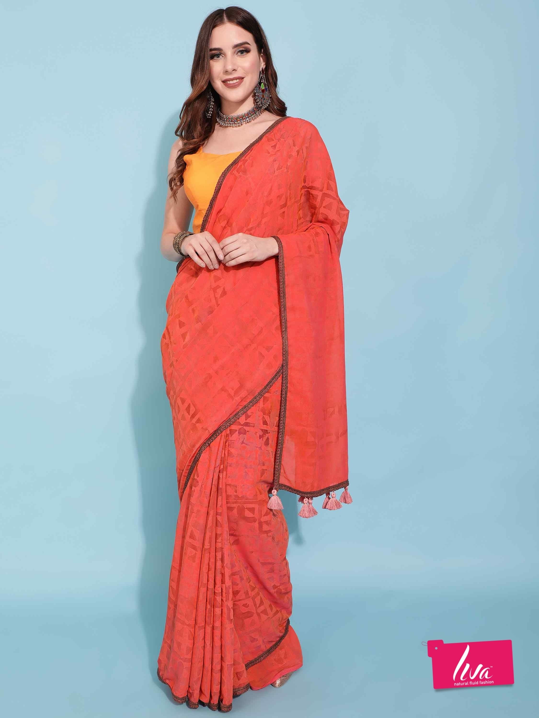 CORAL CIARA MODAL BATIK LIVA SAREE