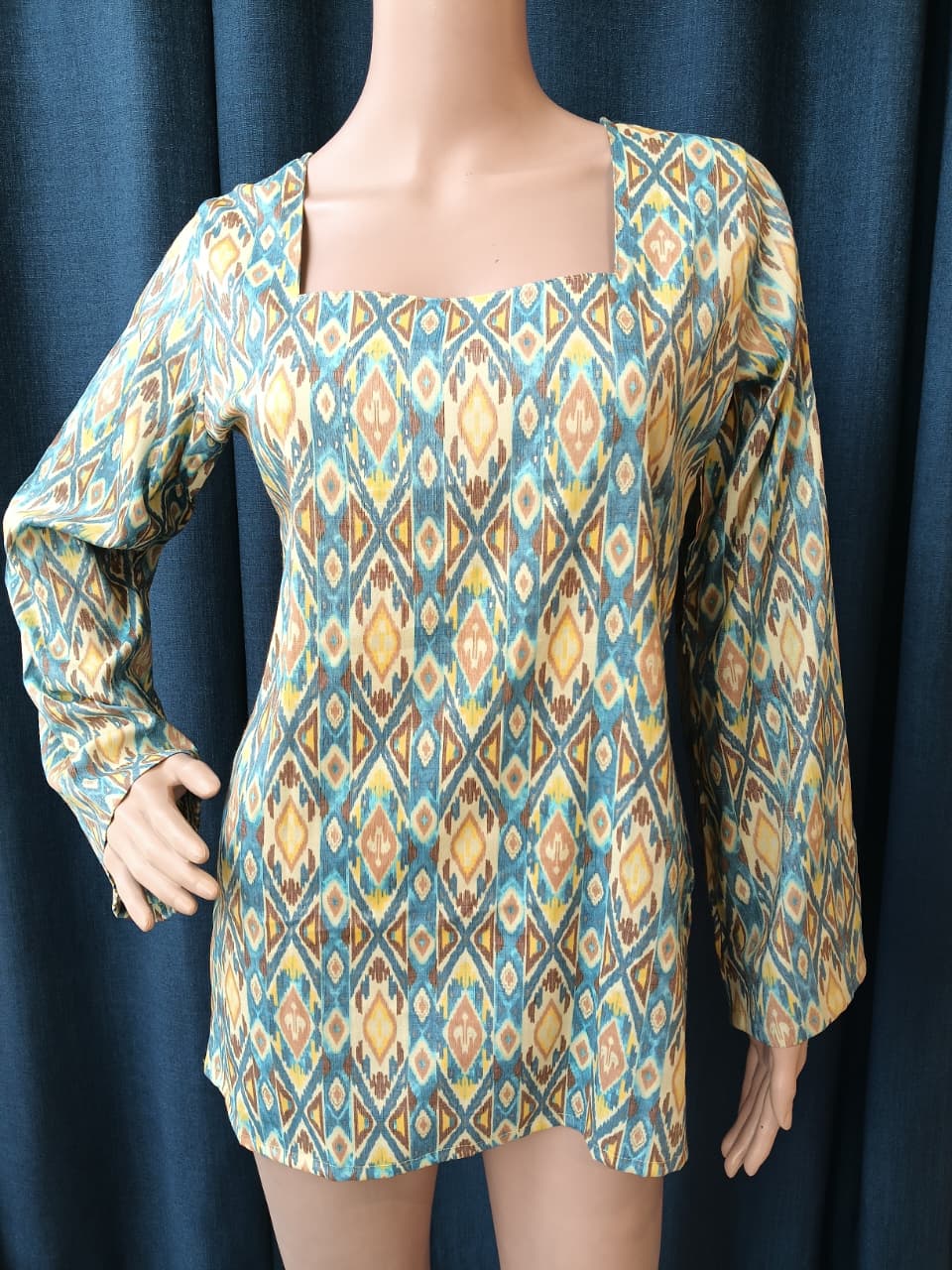 DUNGRANI HANDCRAFTED BLUE COTTON FOIL PRINTED DRESS