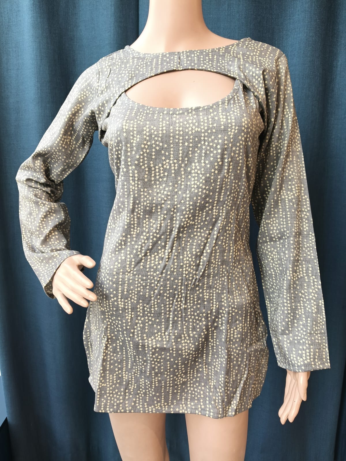 DUNGRANI HANDCRAFTED GRAY CC COIN 2 IN 1 BATIK DRESS