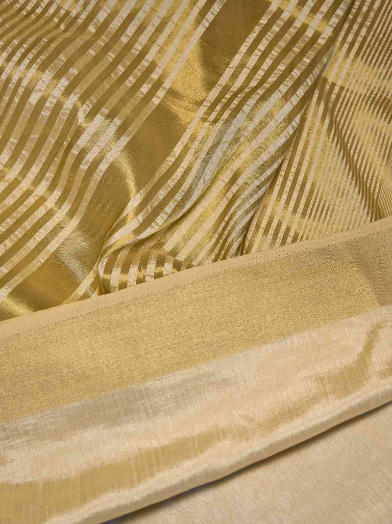 OFF WHITE EVA SILK CHIT PALLU SAREE