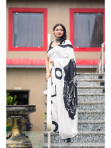 MODAL SATIN MONOCHROME CONTEMPORARY LIVA SAREE