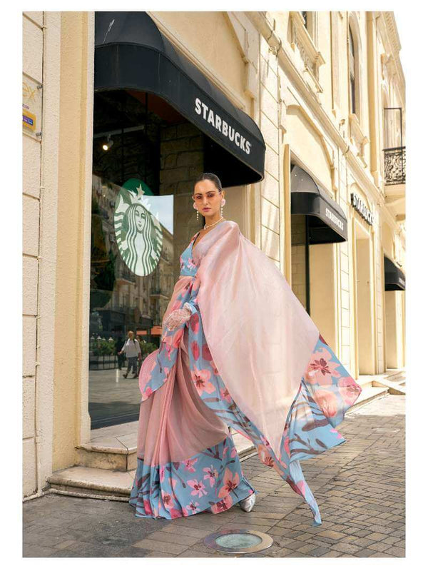 PRE DRAPED READY TO WEAR PINK SAREE