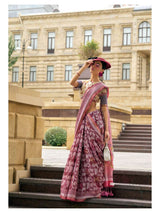 MAUVE HAND BLOCK PRINTED LIVA SAREE WITH BLOUSE