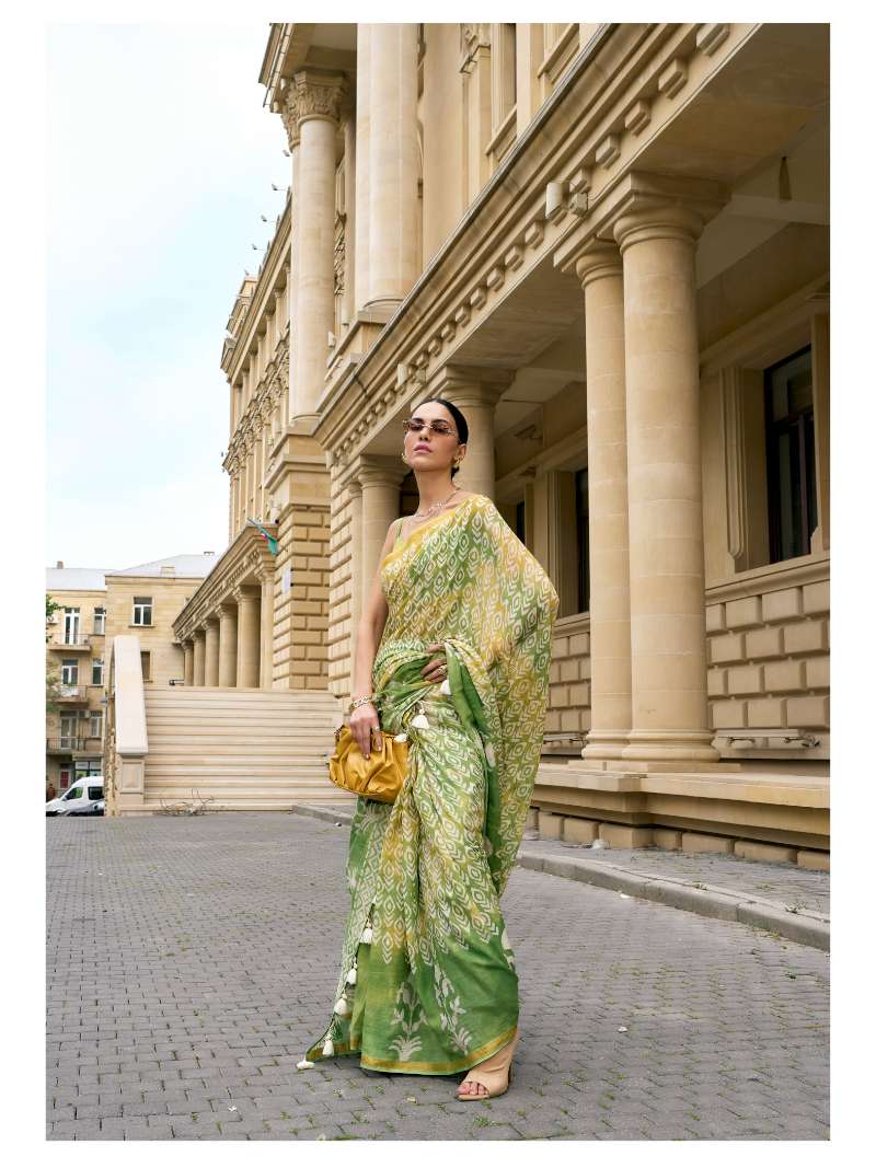 PASTEL GREEN MODAL MUL BATIK LIVA SAREE