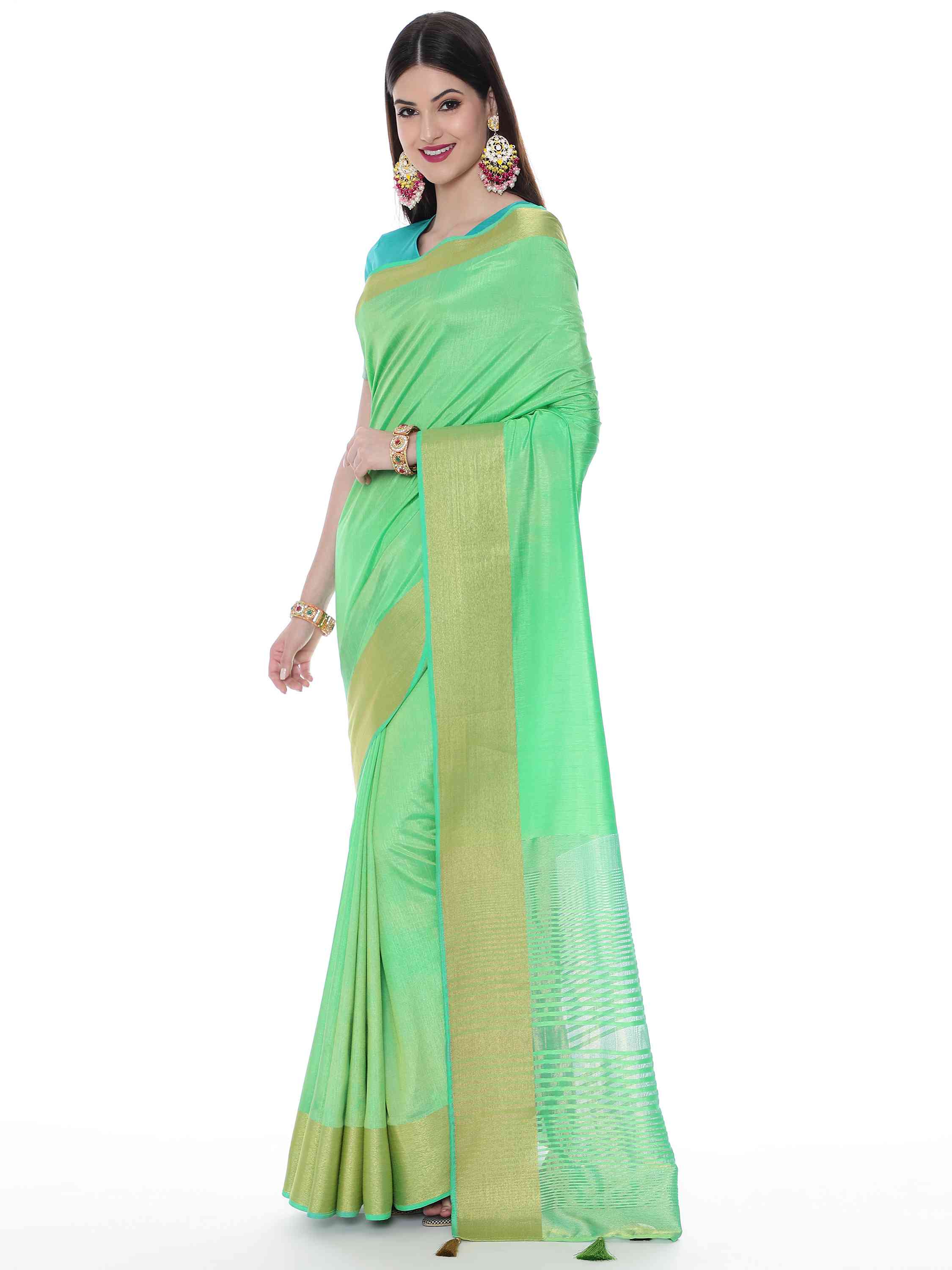 PISTA EVA SILK CHIT PALLU SAREE