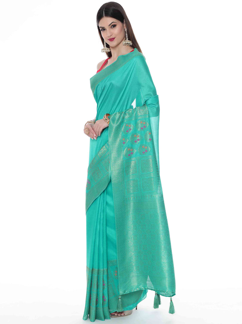 DUNGRANI TURQUOISE EVA SILK NAYRA SAREE