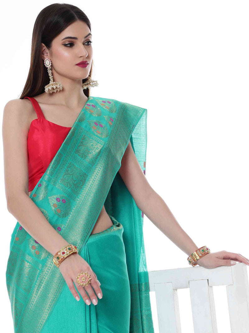 DUNGRANI TURQUOISE EVA SILK NAYRA SAREE