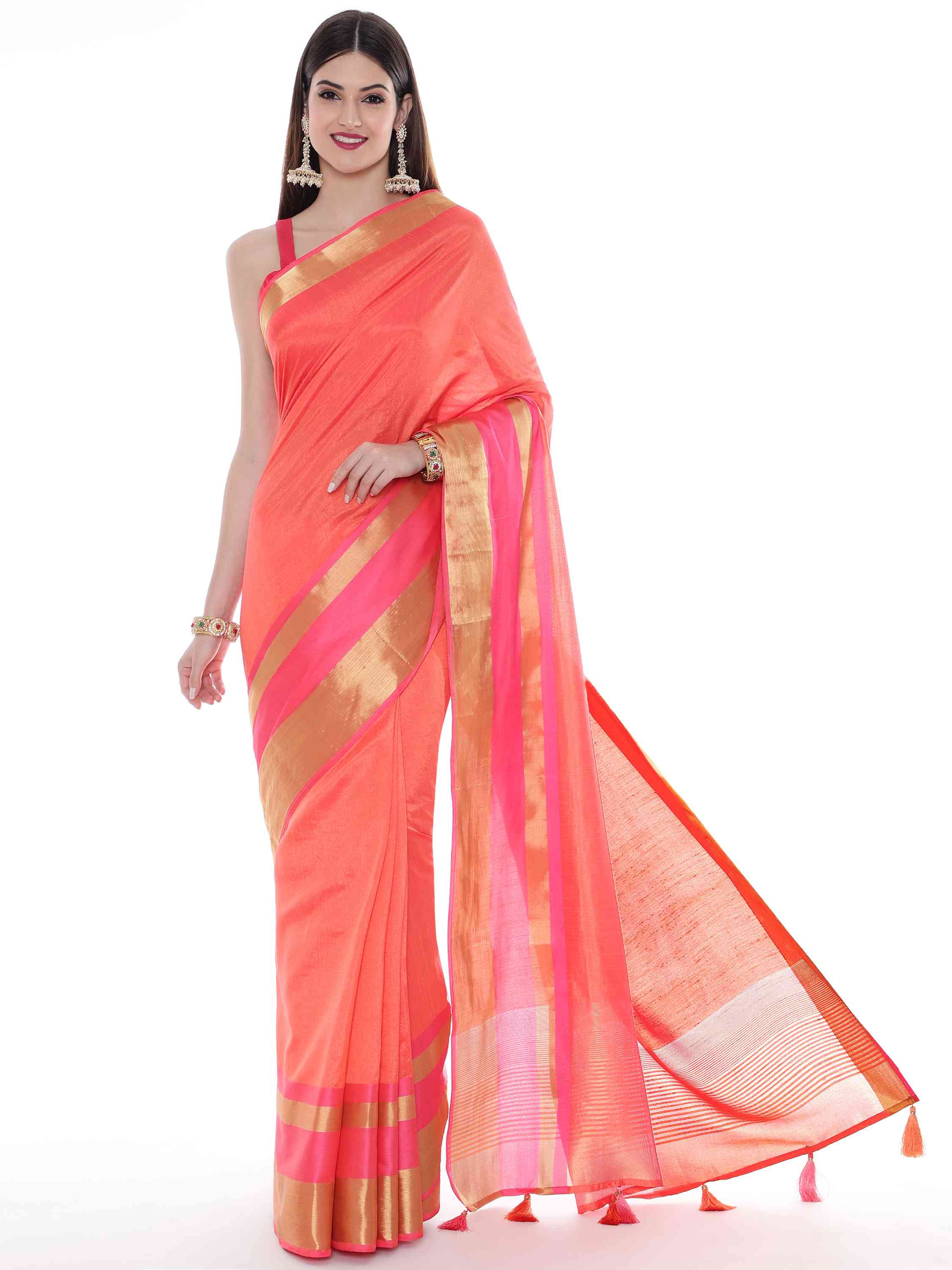 PEACH EVA SILK 4D PALLU SAREE