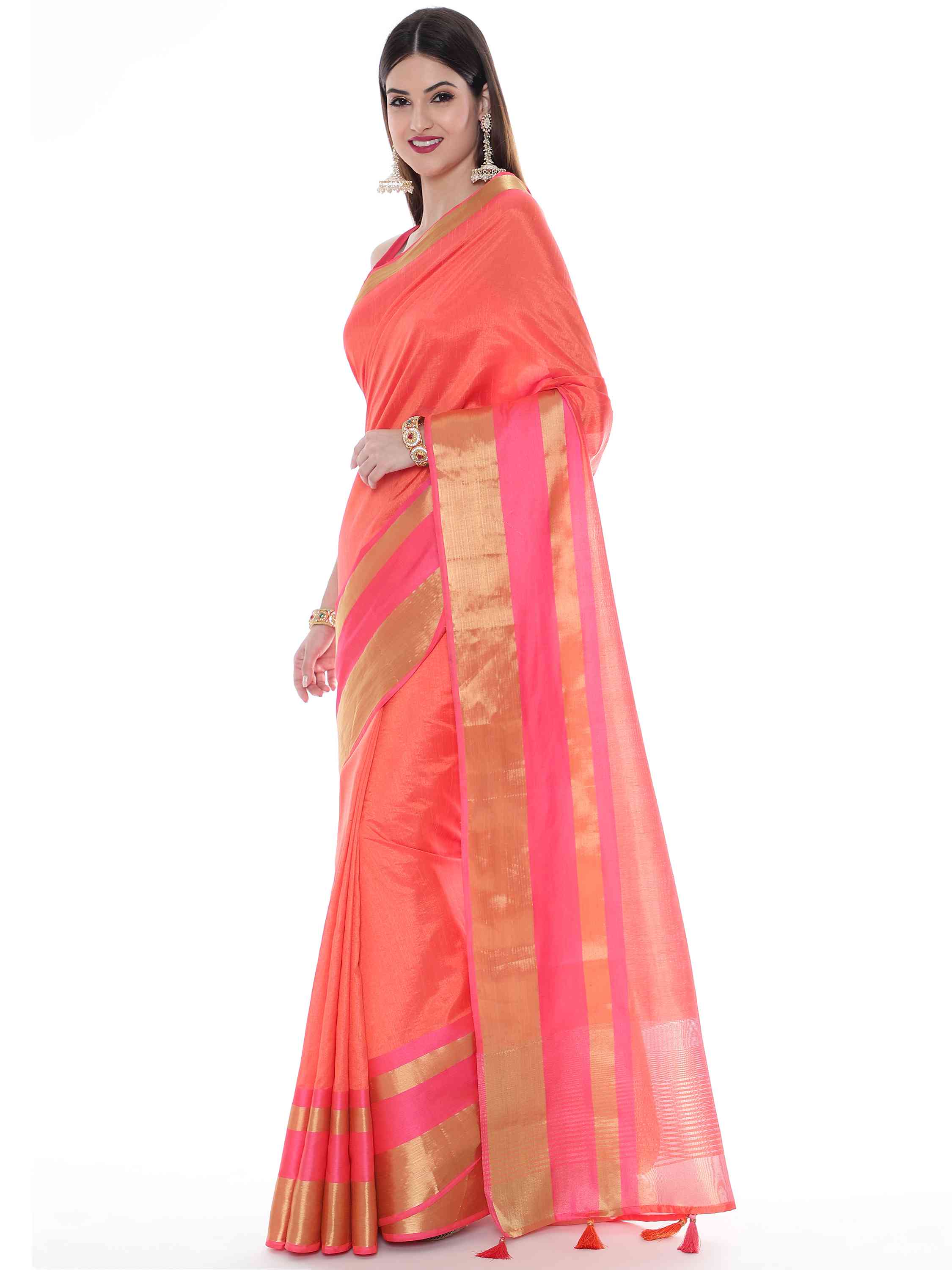 PEACH EVA SILK 4D PALLU SAREE