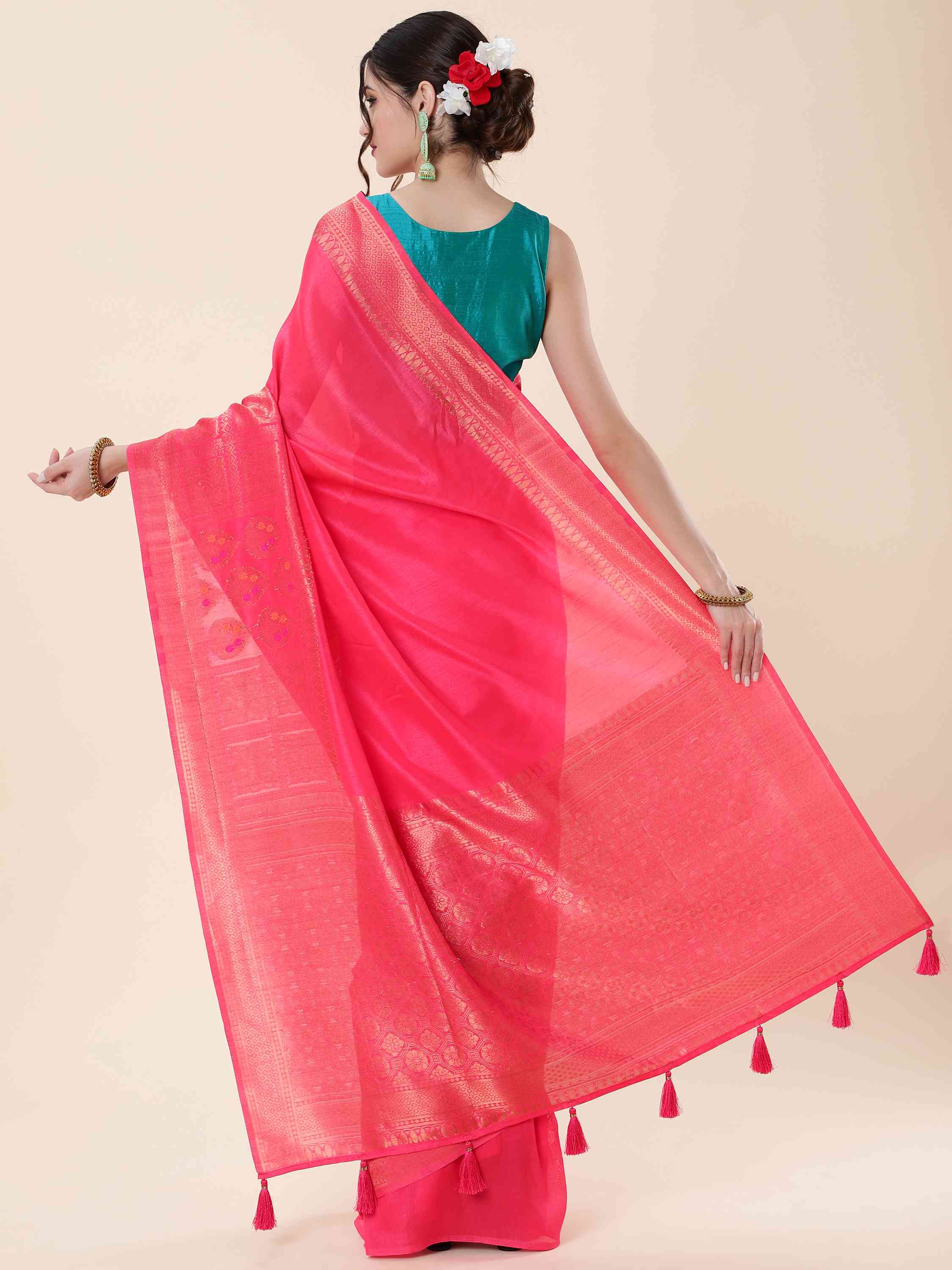 DUNGRANI PINK EVA SILK NAYRA SAREE