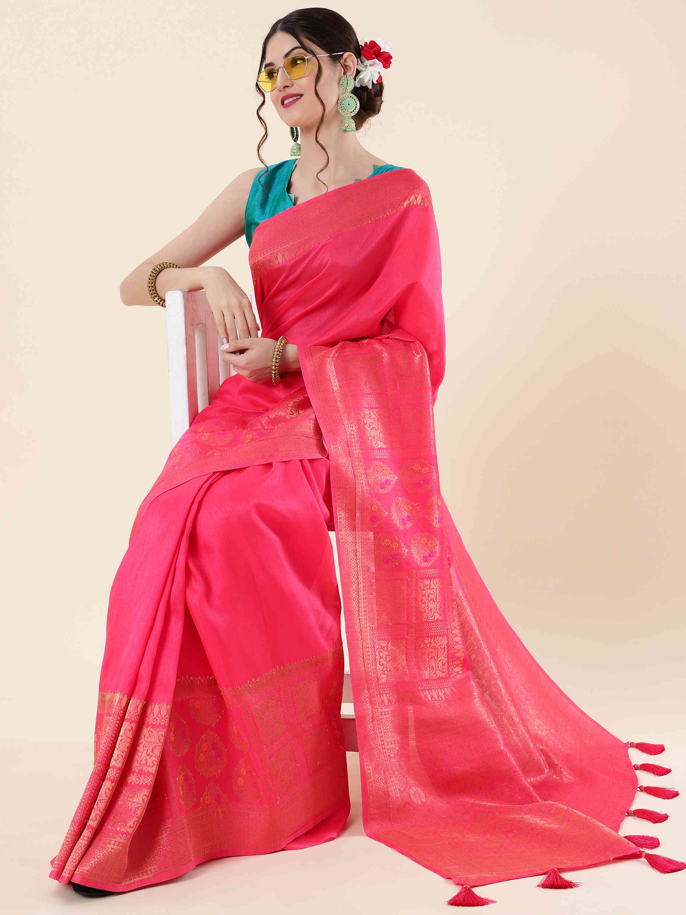 DUNGRANI PINK EVA SILK NAYRA SAREE