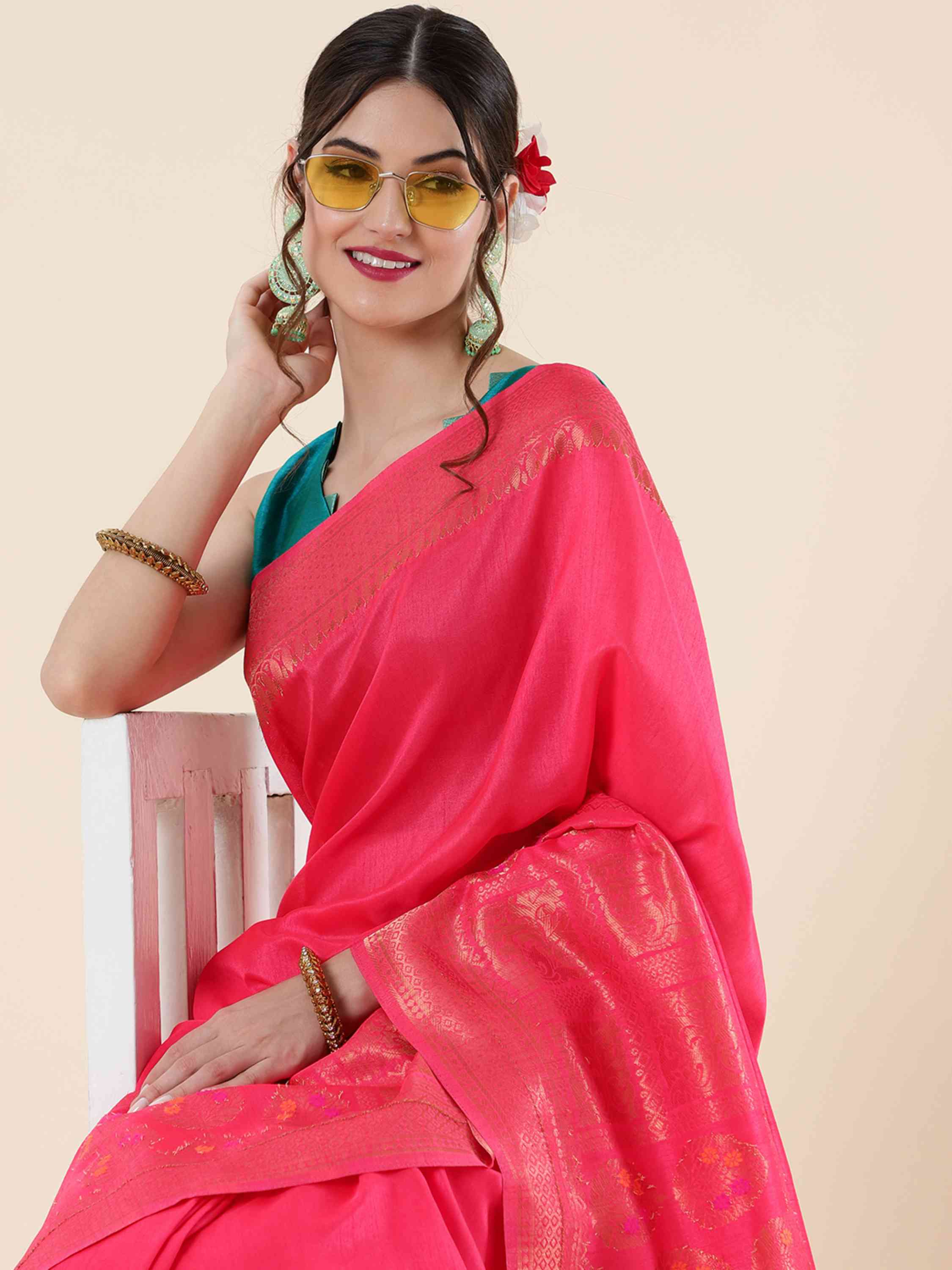 DUNGRANI PINK EVA SILK NAYRA SAREE