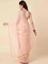 DUNGRANI PEACH COPPER ORGANZA SILK SAREE