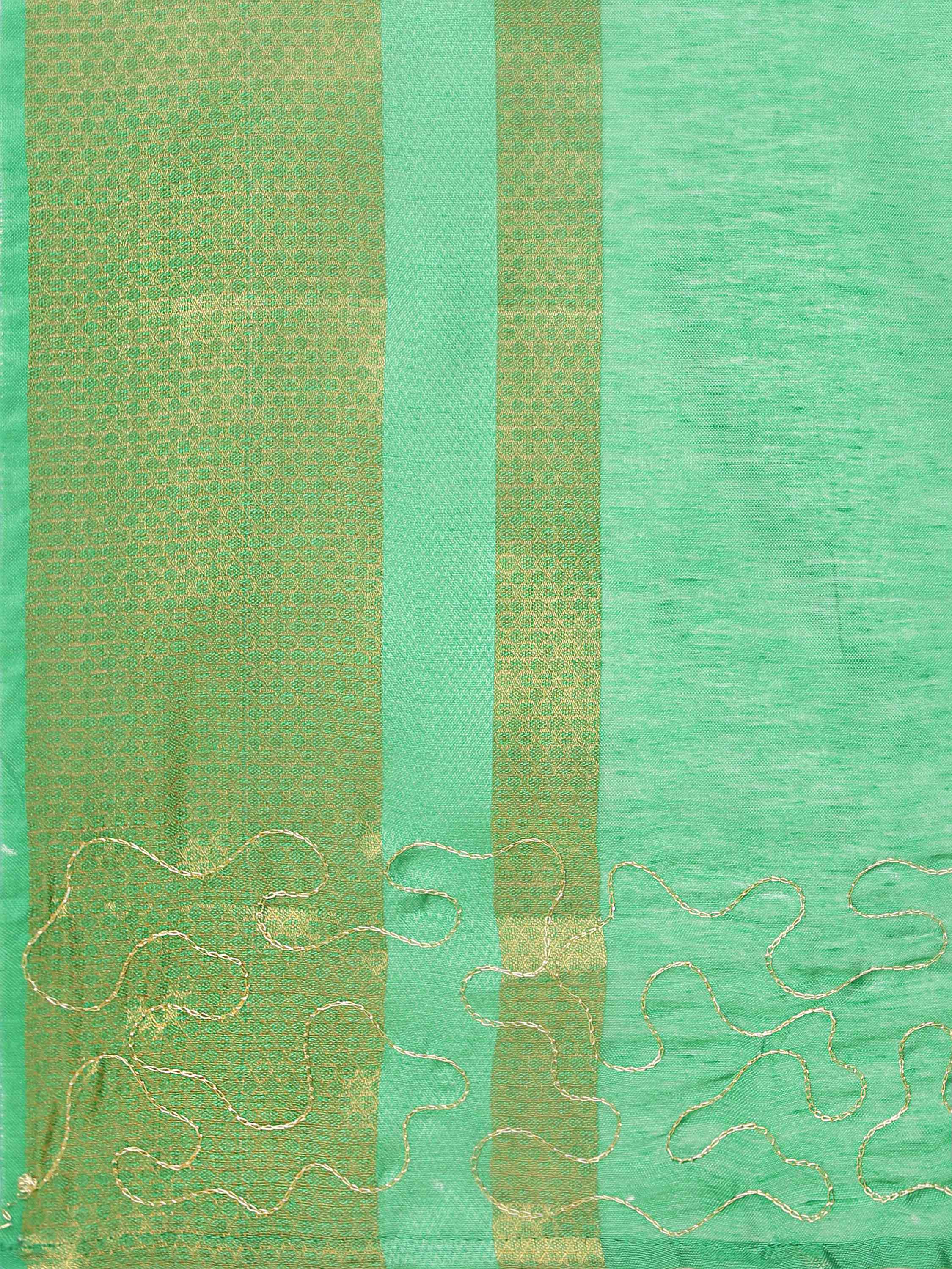 GREEN LINEN COTTON SILK SAREE