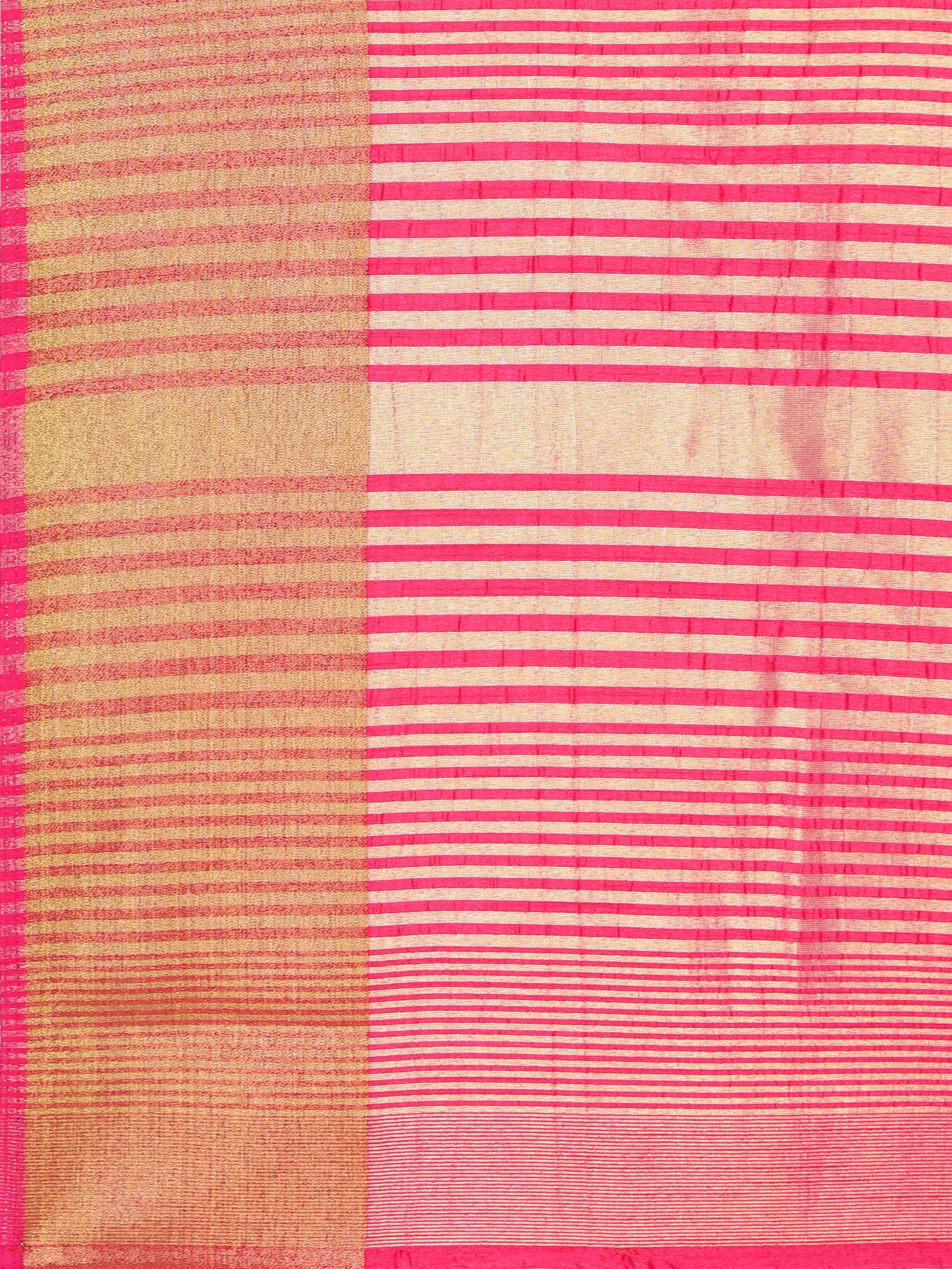 DARK RANI PINK EVA SILK CHIT PALLU SAREE