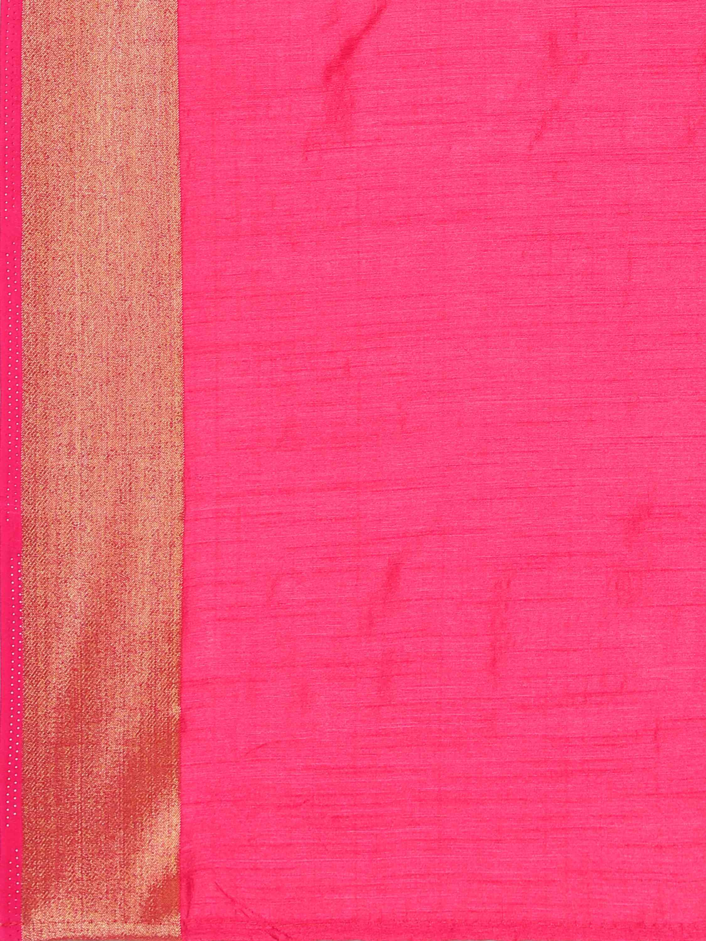 DARK RANI PINK EVA SILK CHIT PALLU SAREE