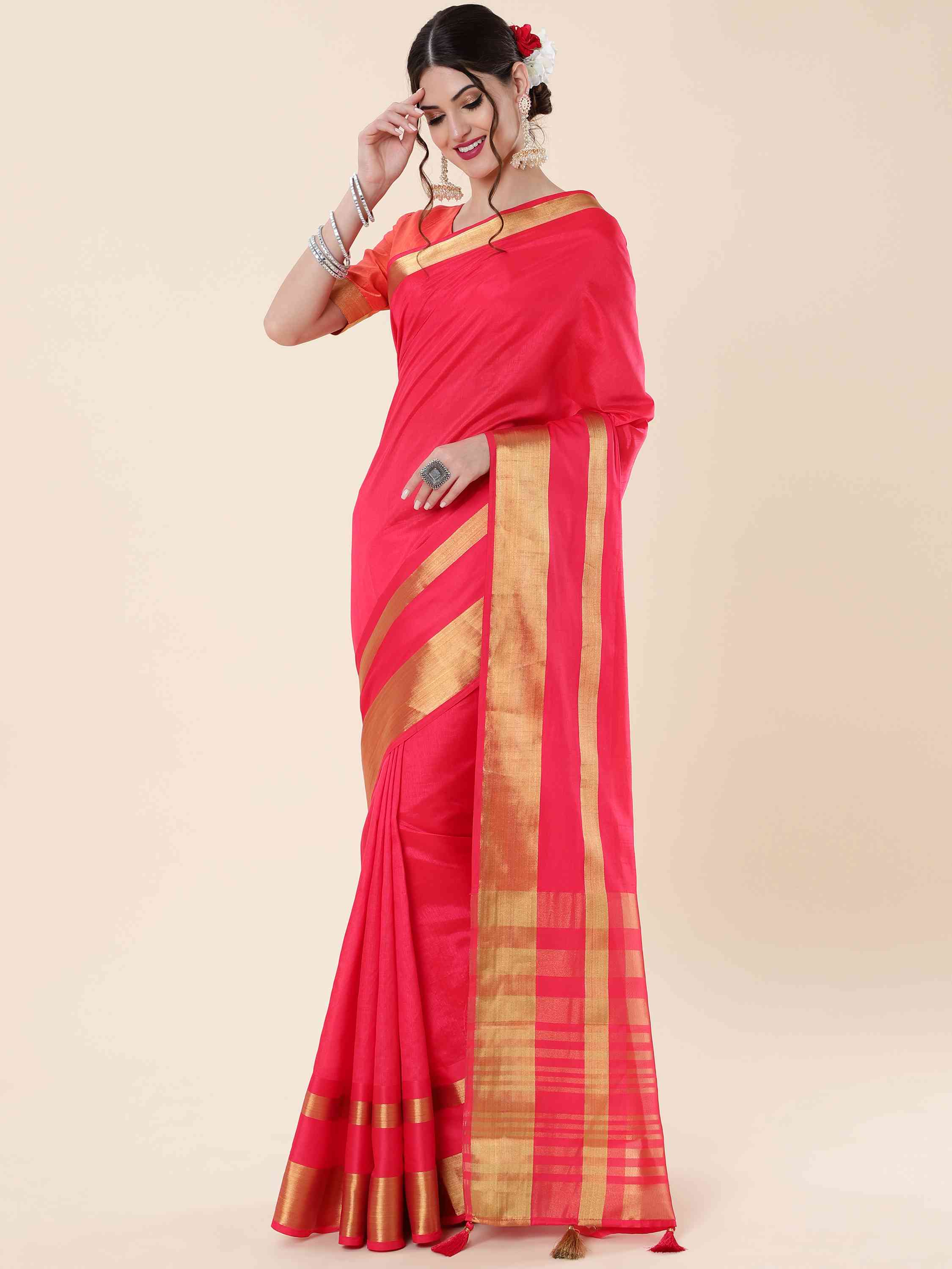 PINK EVA SILK 4D PALLU SAREE