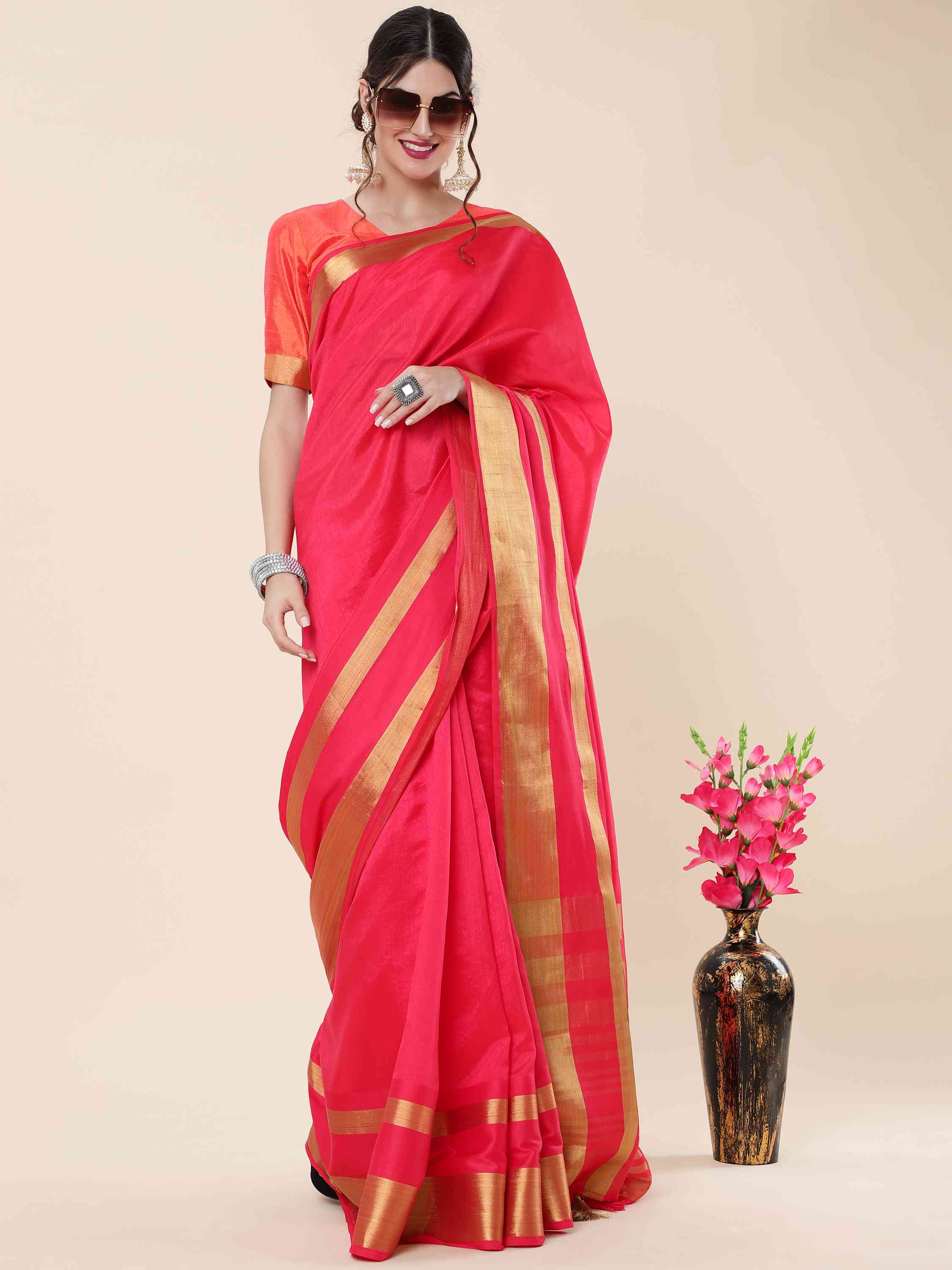 PINK EVA SILK 4D PALLU SAREE