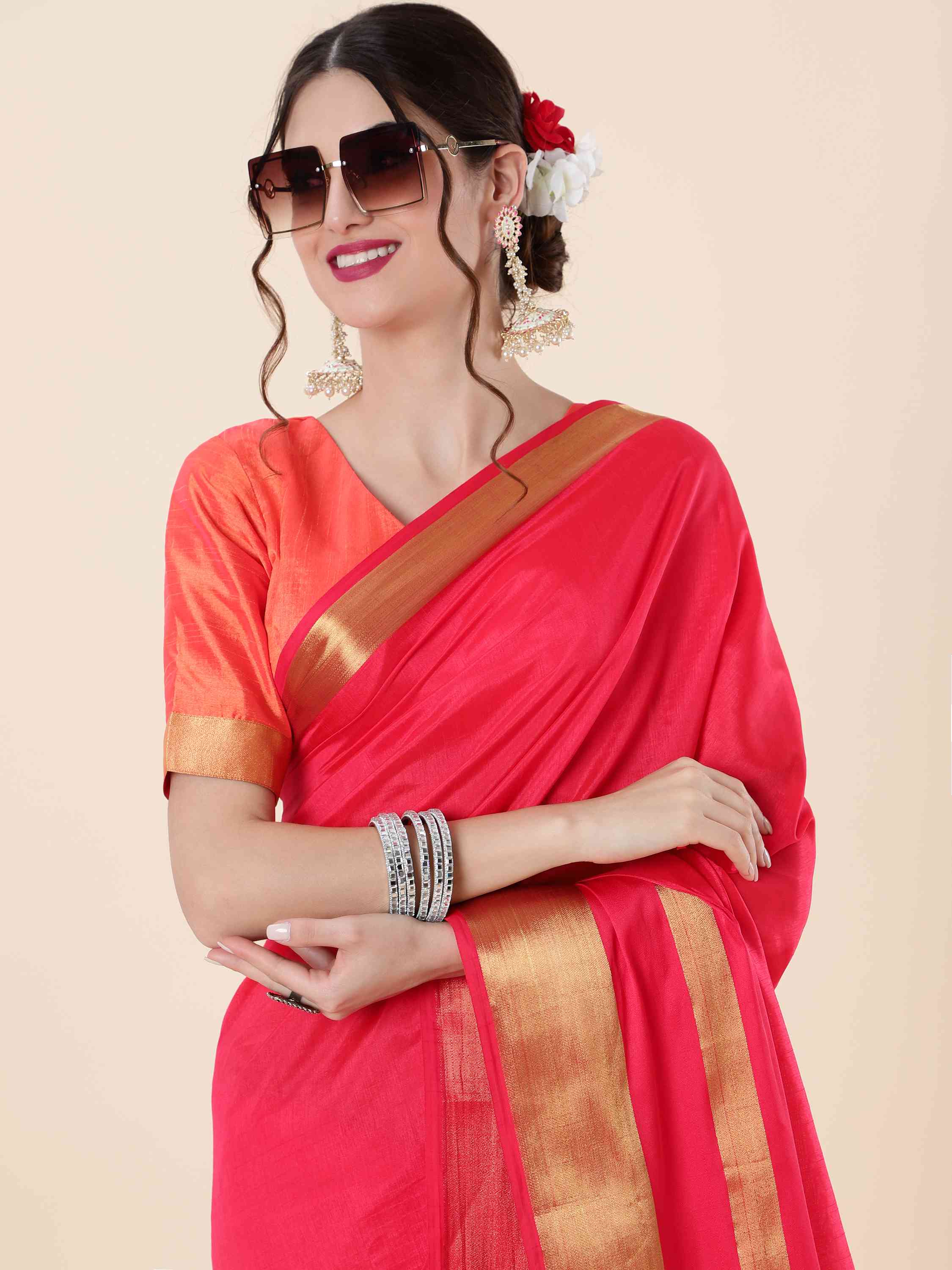 PINK EVA SILK 4D PALLU SAREE