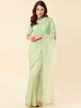 DUNGRANI PISTA COPPER ORGANZA SILK SAREE